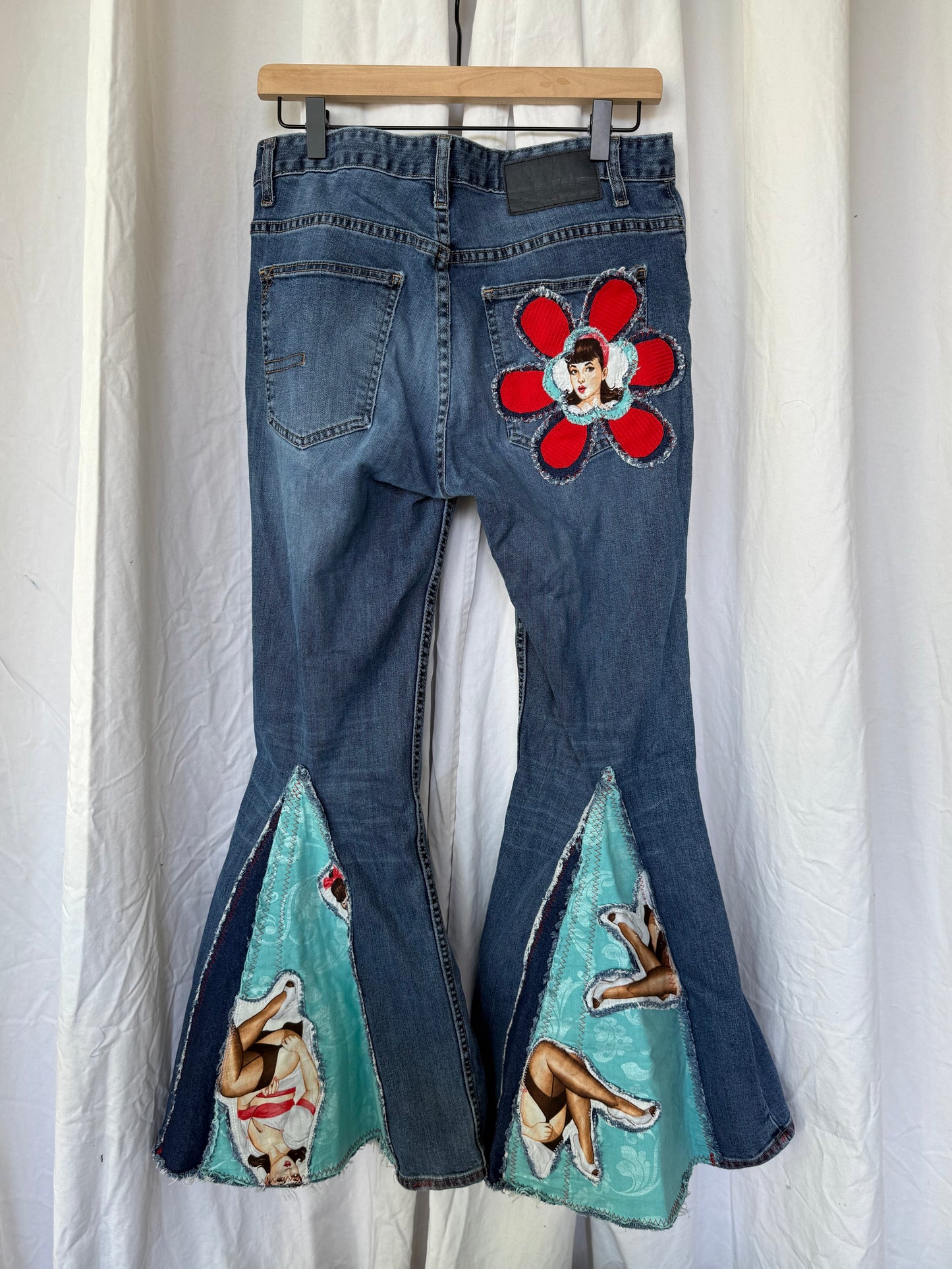 Pin-Up Bell Bottom Jeans (size 10) – Retro Glam Statement Pants