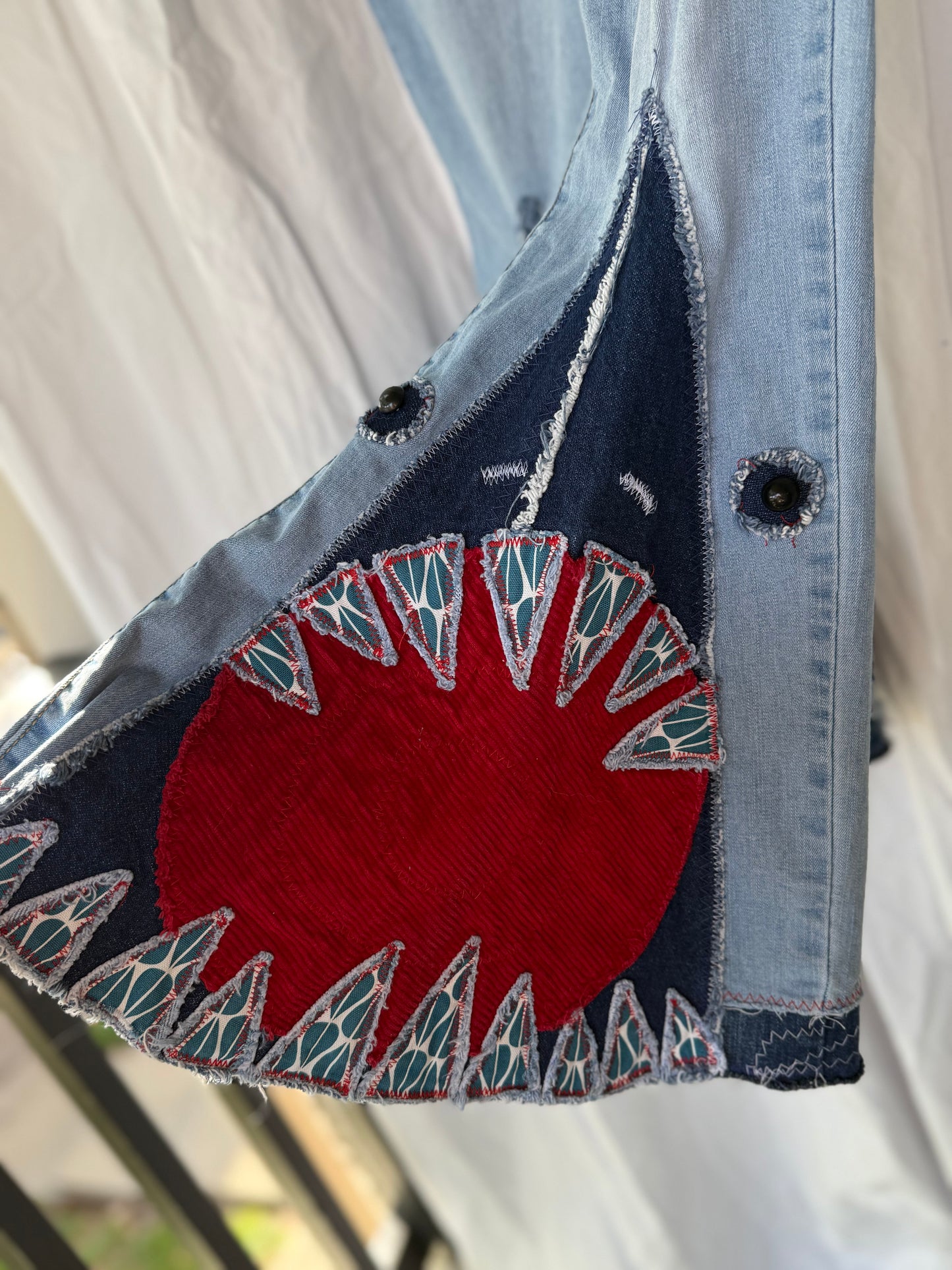 “Shark” Bell Bottom Jeans – Light Wash Denim