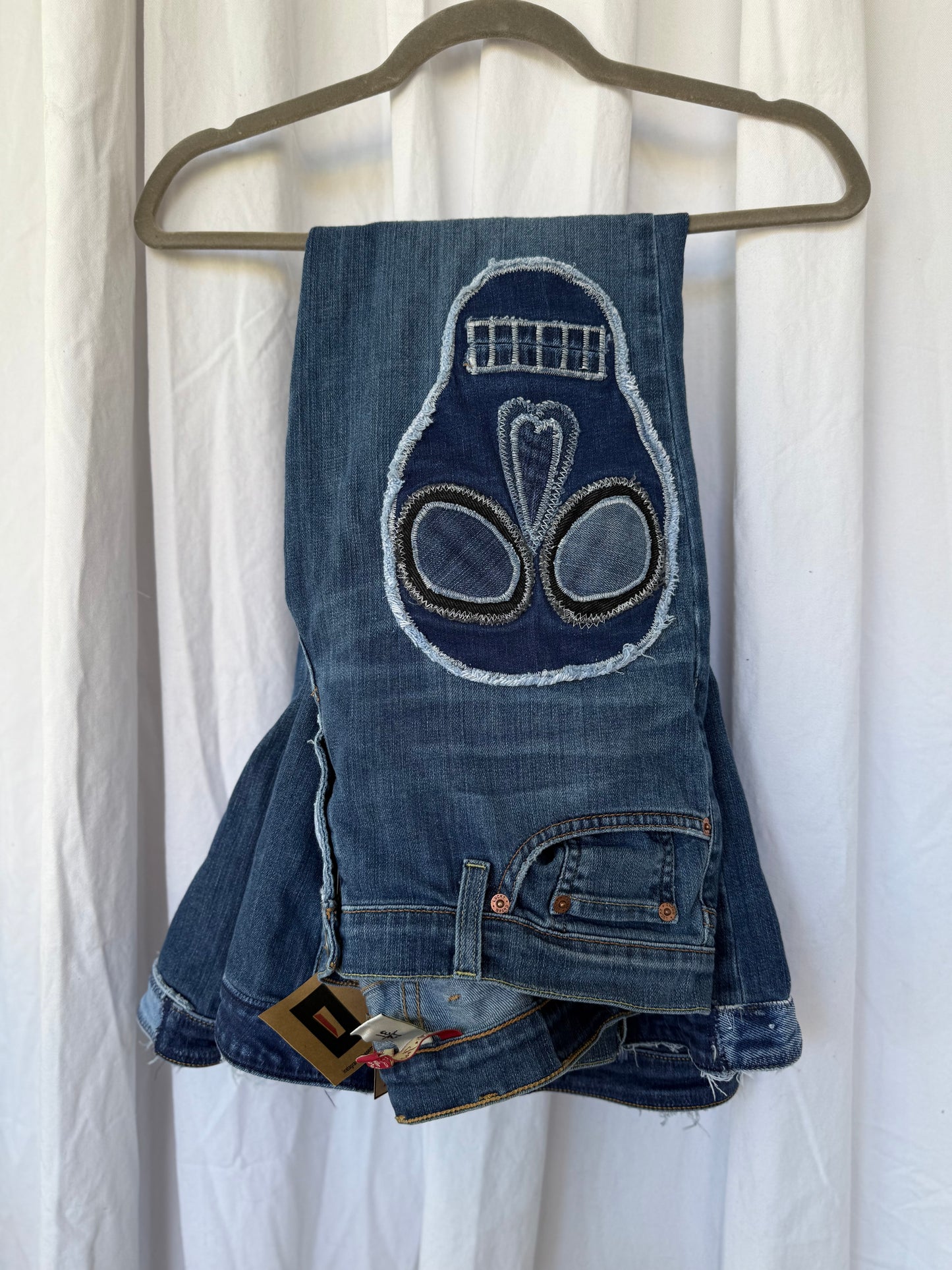 Skull Bell Bottom Jeans (size 12)– Edgy Boho Statement Pants