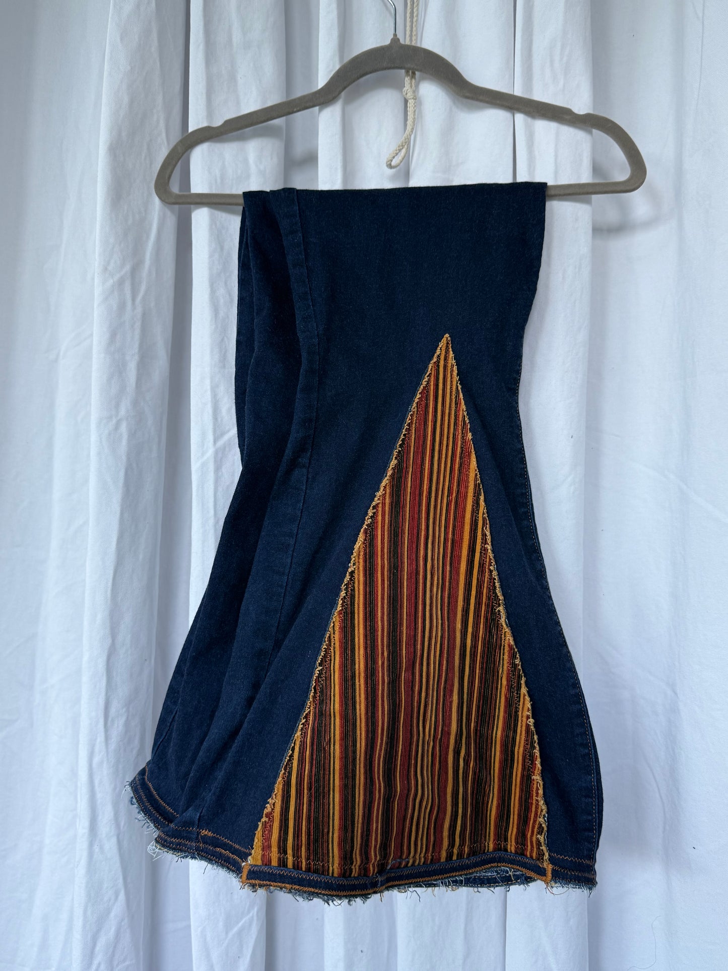 Striped Bell Bottom Jeans (size 18)ā Handmade Retro Boho Flares š»š
