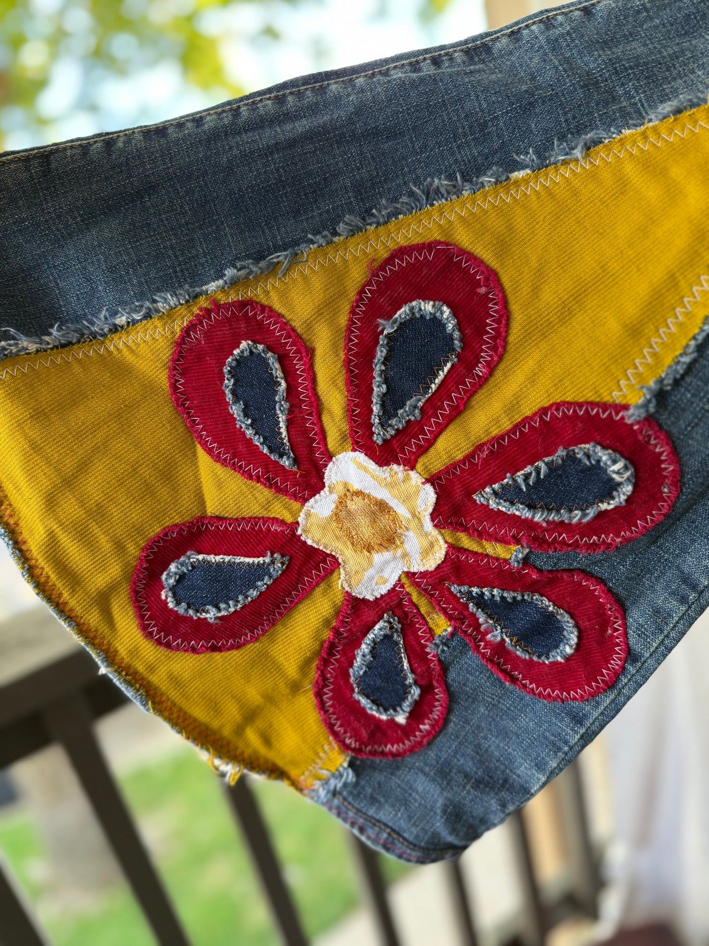 Upcycled 70s Flower Power Bell Bottom Jeans (size 2) – Handmade Retro Flare
