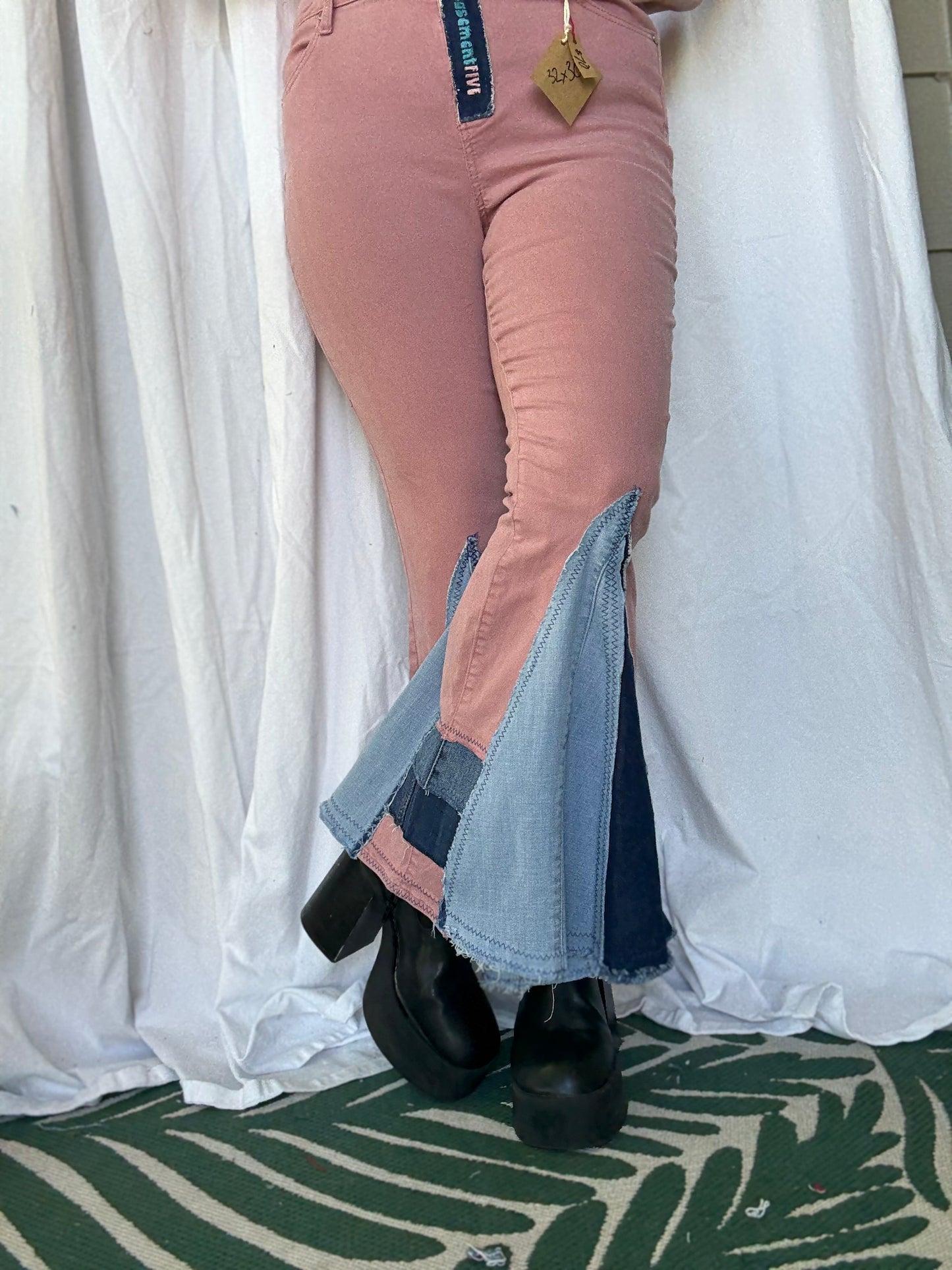 Pink Bell Bottom Jeans (size 12) – Patchwork Denim Flare