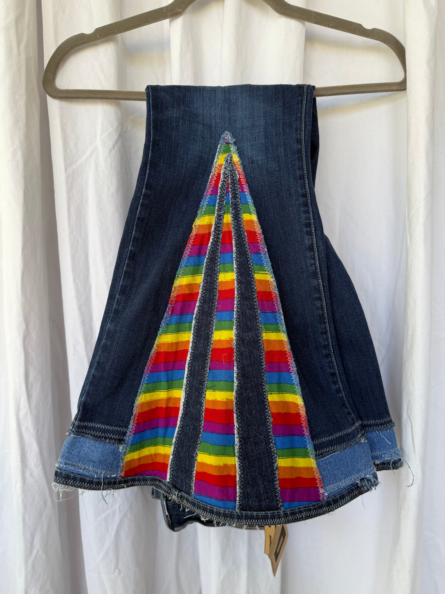 Rainbow Bell Bottom Jeans (size 10) – Bold Retro Pride Pants