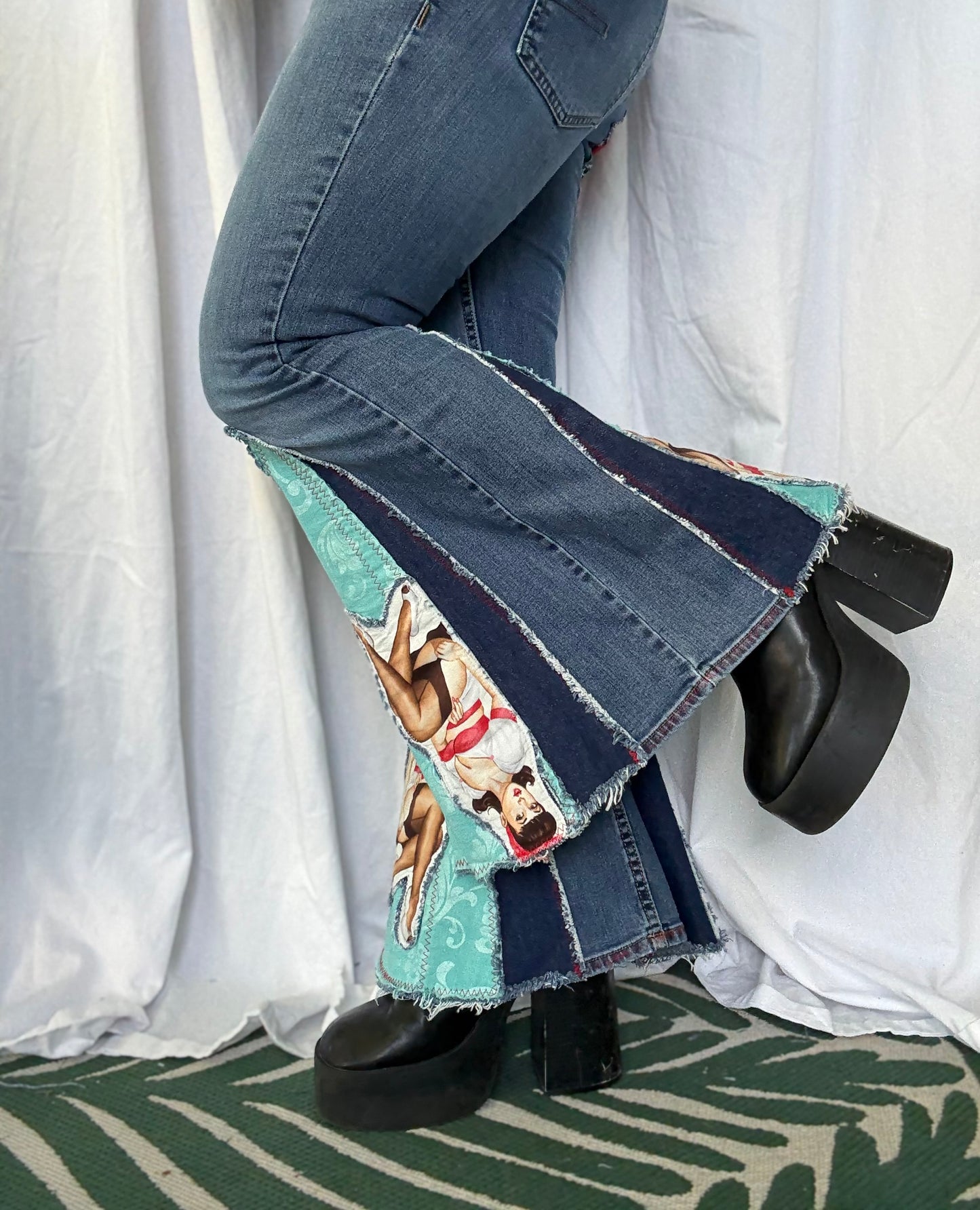 Pin-Up Bell Bottom Jeans (size 10) – Retro Glam Statement Pants