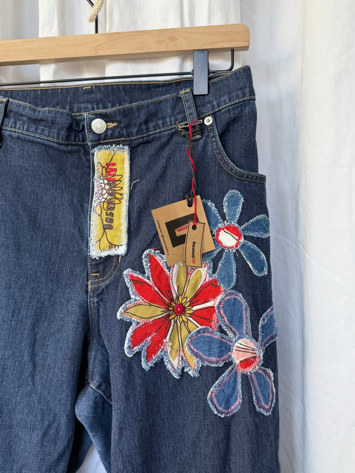 Floral Bell Bottom Jeans (size 20)– Retro Flower Power Flares