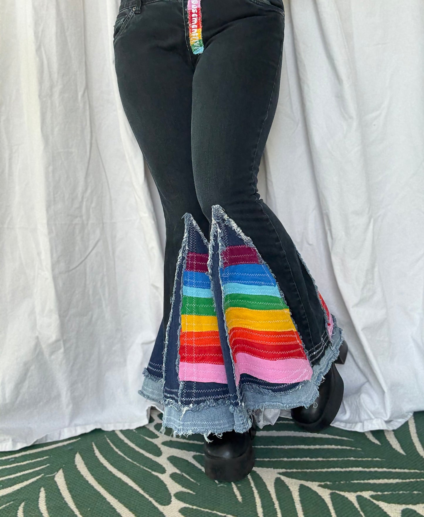 Rainbow Bell Bottom Jeans (size 12)ā Festival Ready Flare š