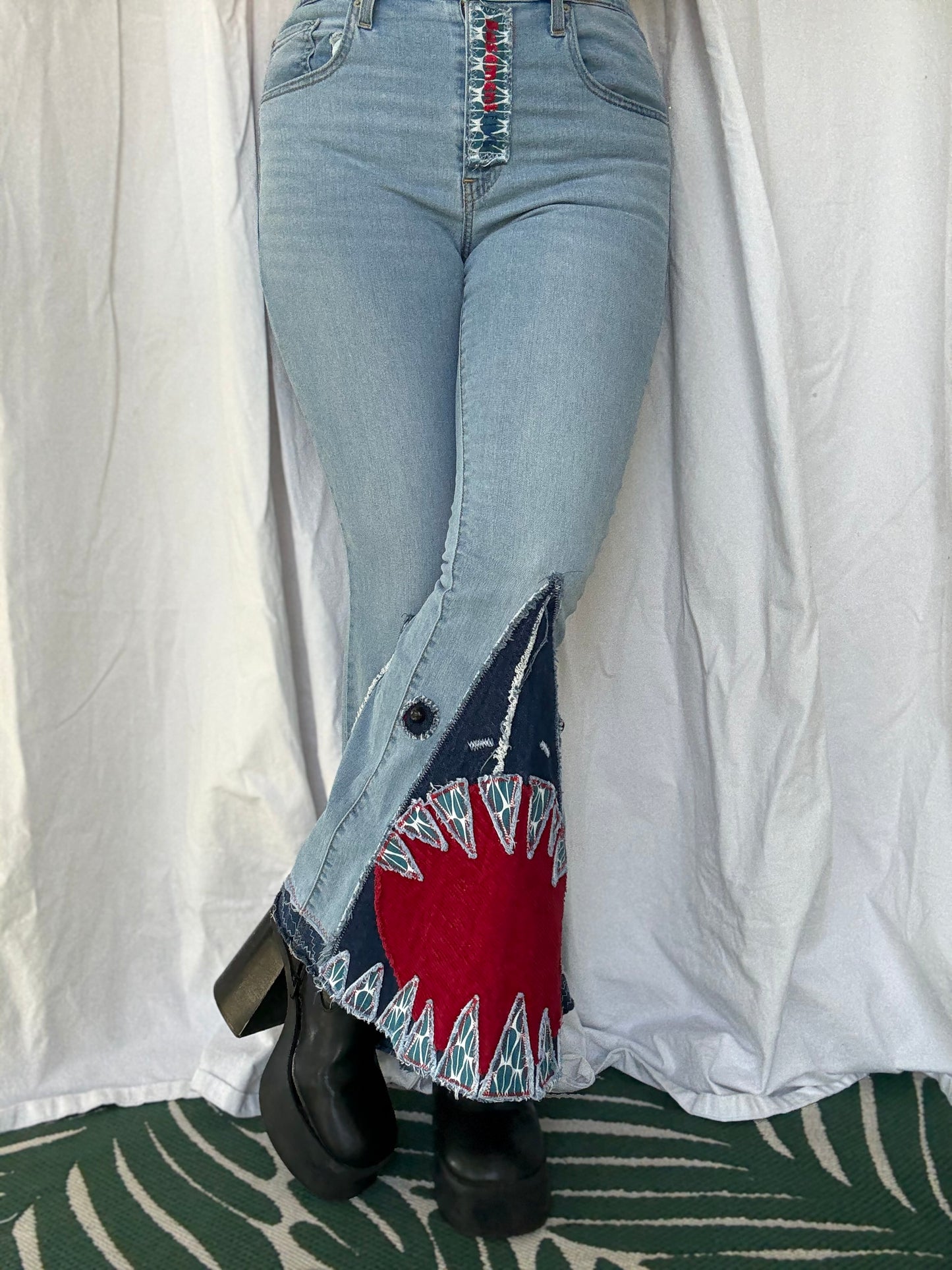 “Shark” Bell Bottom Jeans – Light Wash Denim