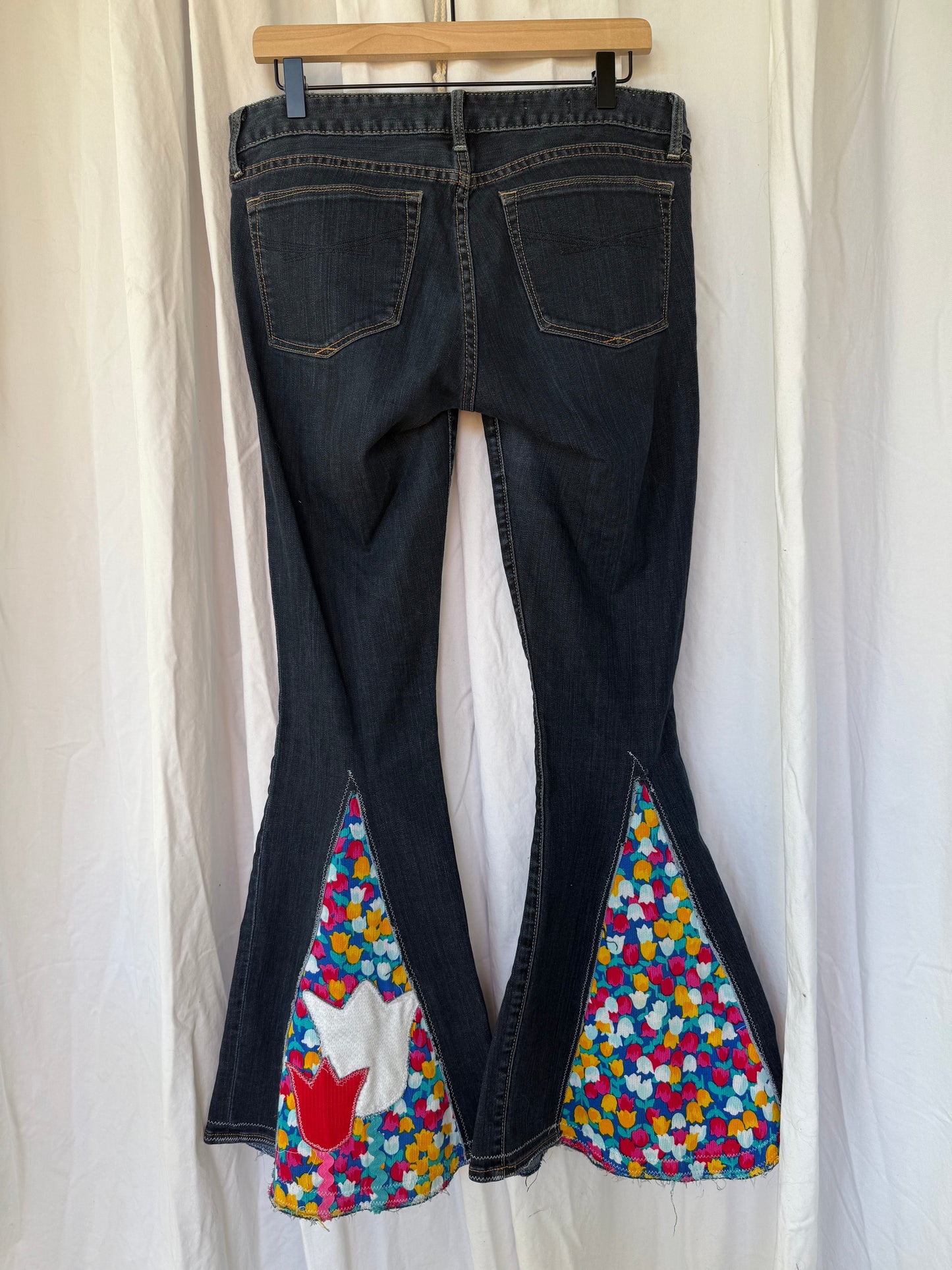 Floral Bell Bottom Jeans (size 10)– Bold Retro Style