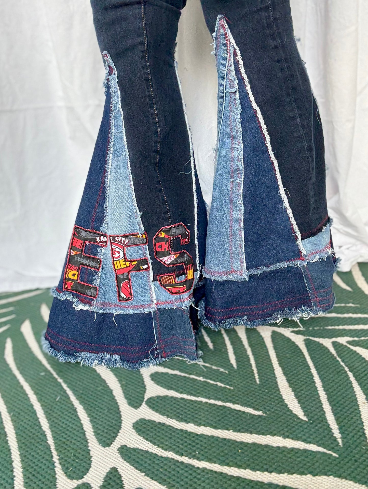 Kansas City Chiefs Bell Bottom Jeans (size 2) – Game Day Statement Pants