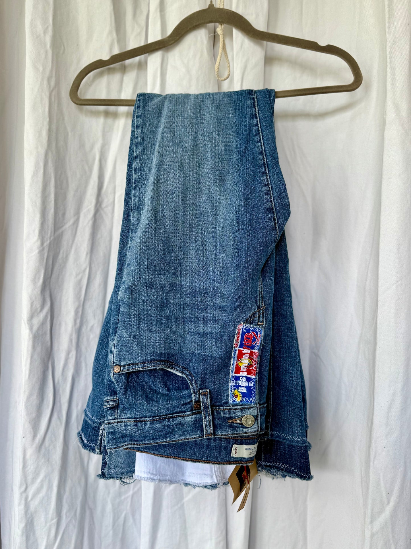 KU Jayhawks Bell Bottom Jeans (size 10)– Handmade Retro Flare