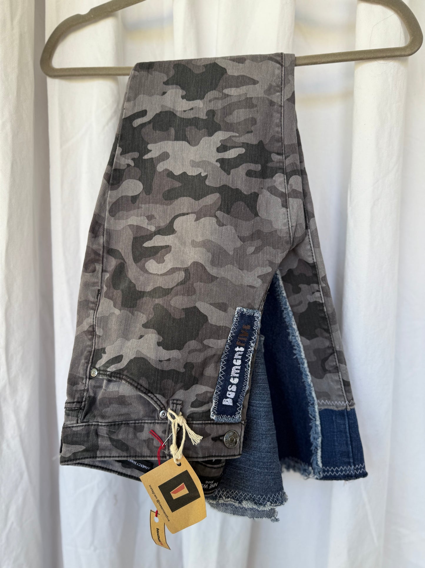 Camo Bell Bottom Jeans (size 4) – Denim Patchwork Flare