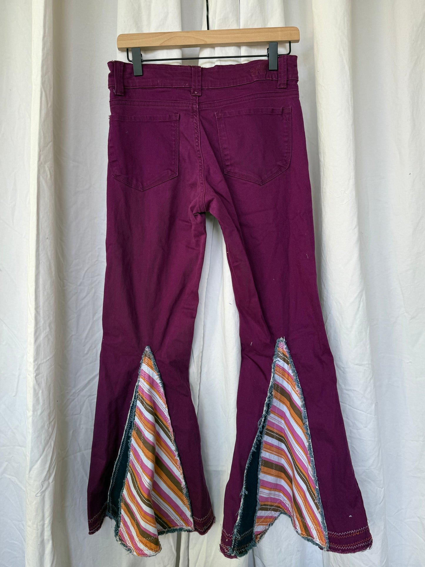Purple Lee Rider Bell Bottom Jeans (Size 6)– Flare Pants with Diagonal Insert – Sustainable Retro Denim