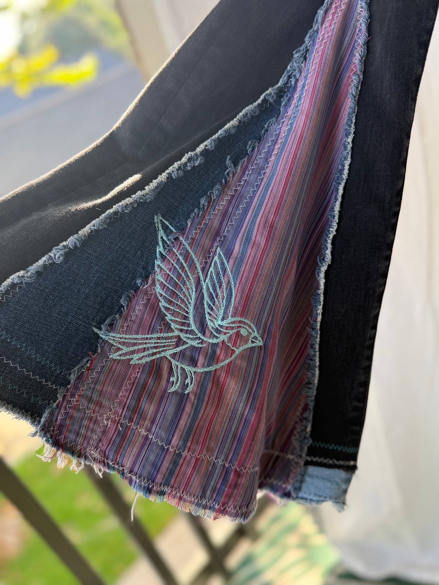 Purple Striped Flare with Hummingbird detail (Size 10)