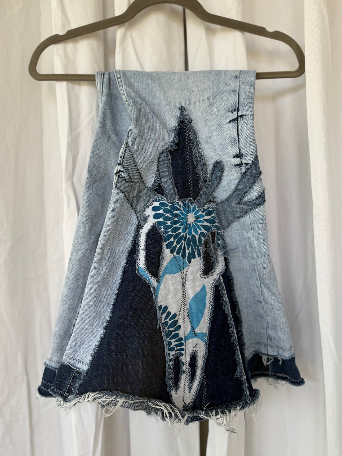 Western Boho Skull Appliqué Bell Bottoms (size 10)