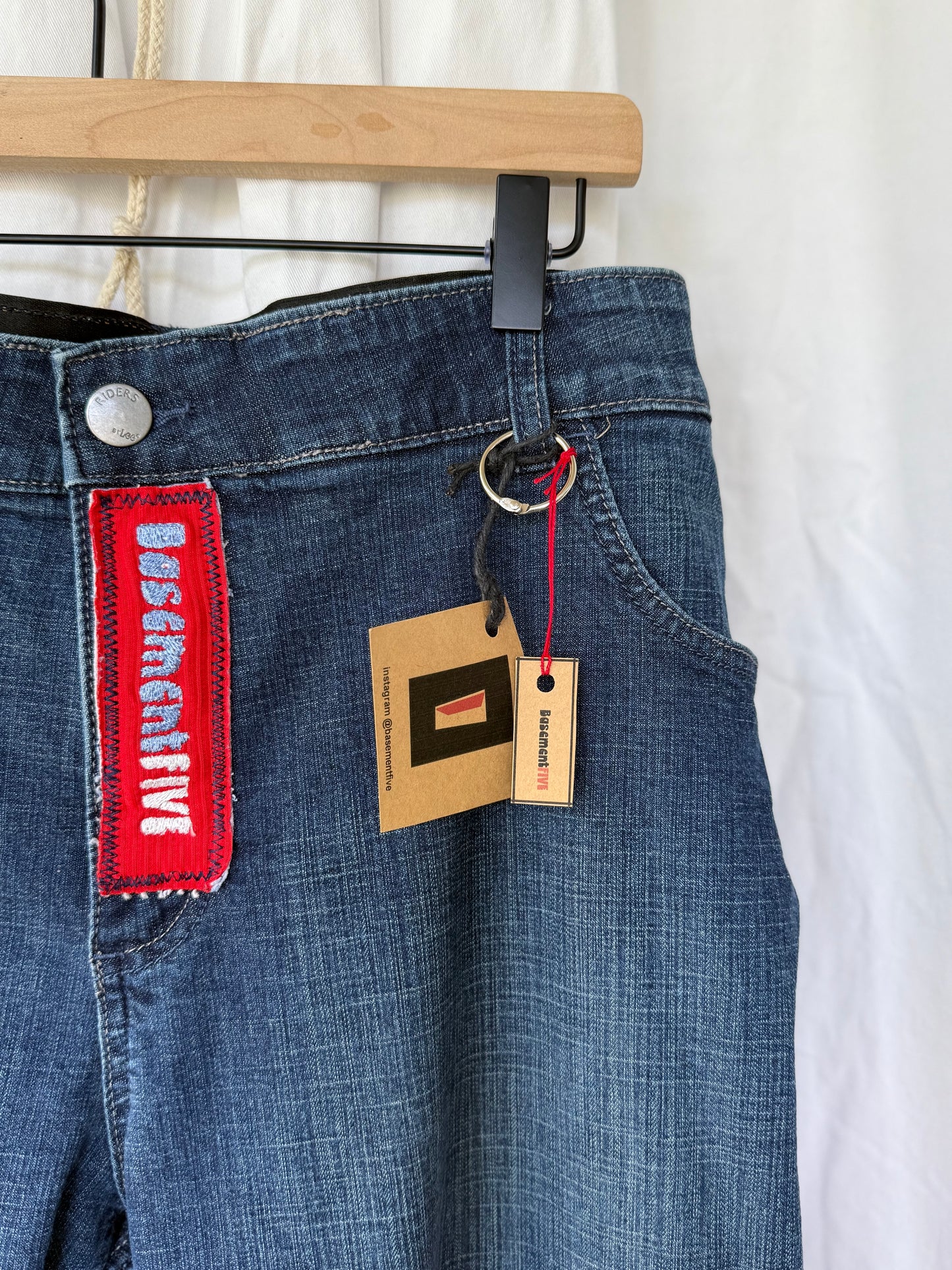 Retro Side Flower Bell Bottom Jeans (size 24) – Handmade Upcycled Denim