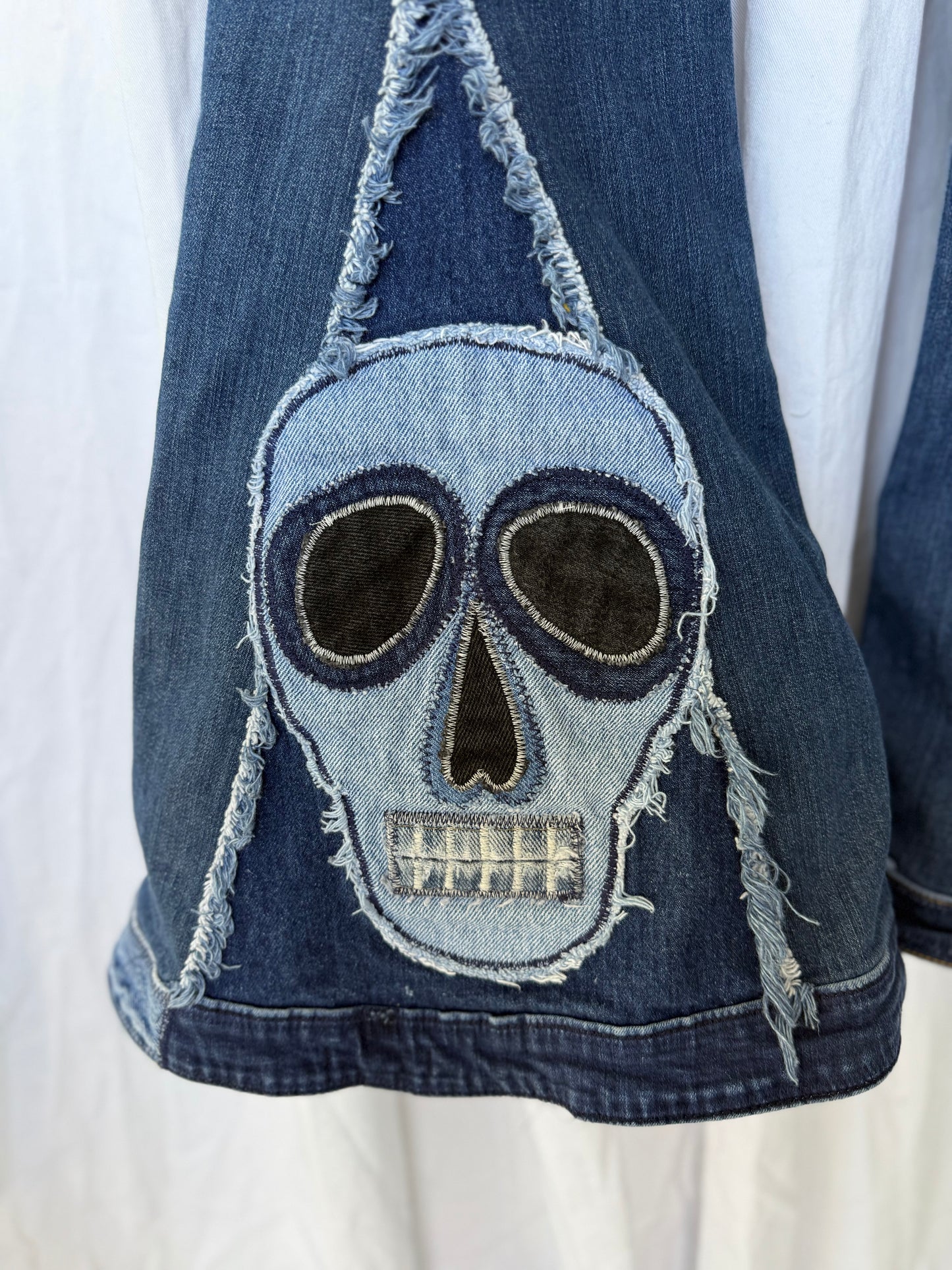 Skull Bell Bottom Jeans (size 12)– Edgy Boho Statement Pants