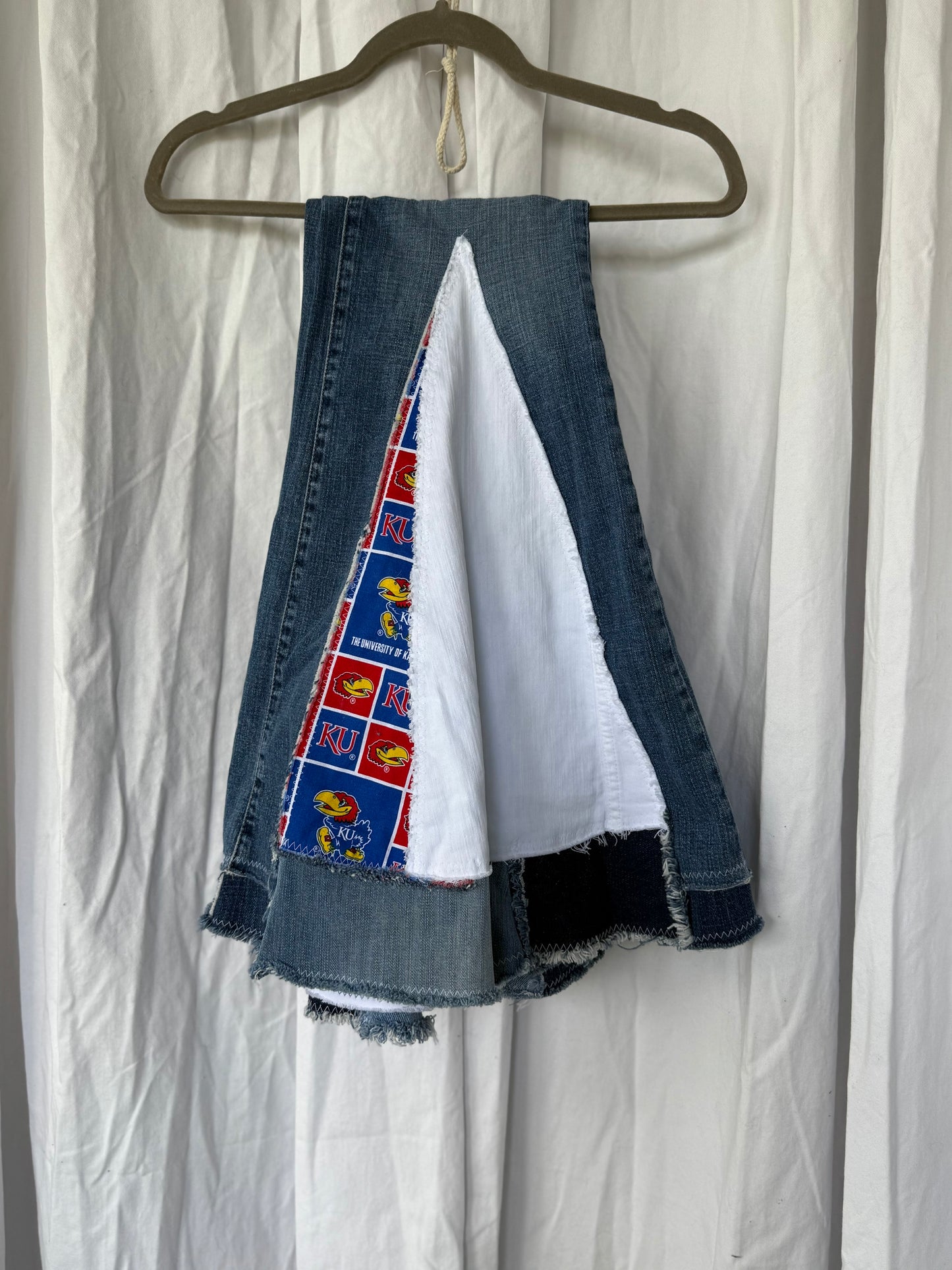 KU Jayhawks Bell Bottom Jeans (size 10)– Handmade Retro Flare