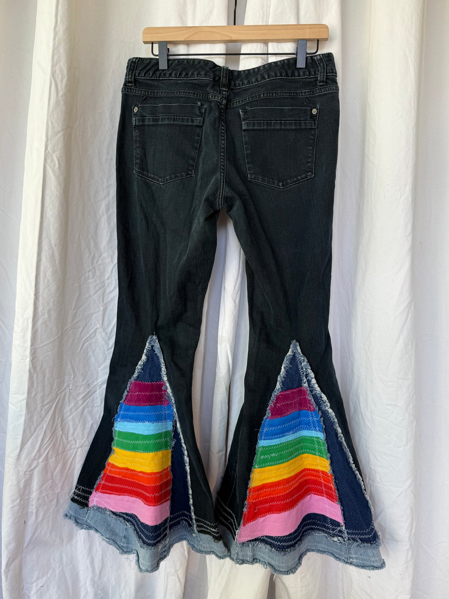 Rainbow Bell Bottom Jeans (size 12)ā Festival Ready Flare š