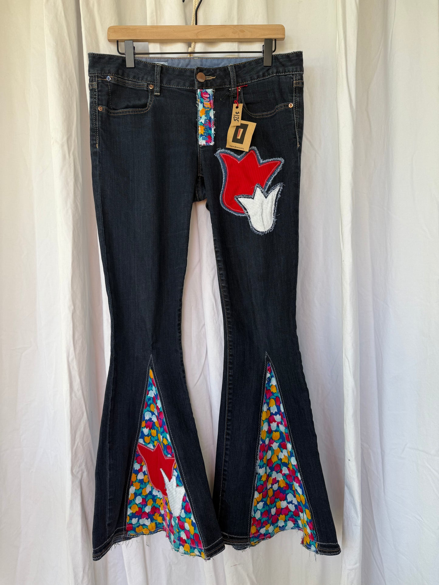 Floral Bell Bottom Jeans (size 10)– Bold Retro Style