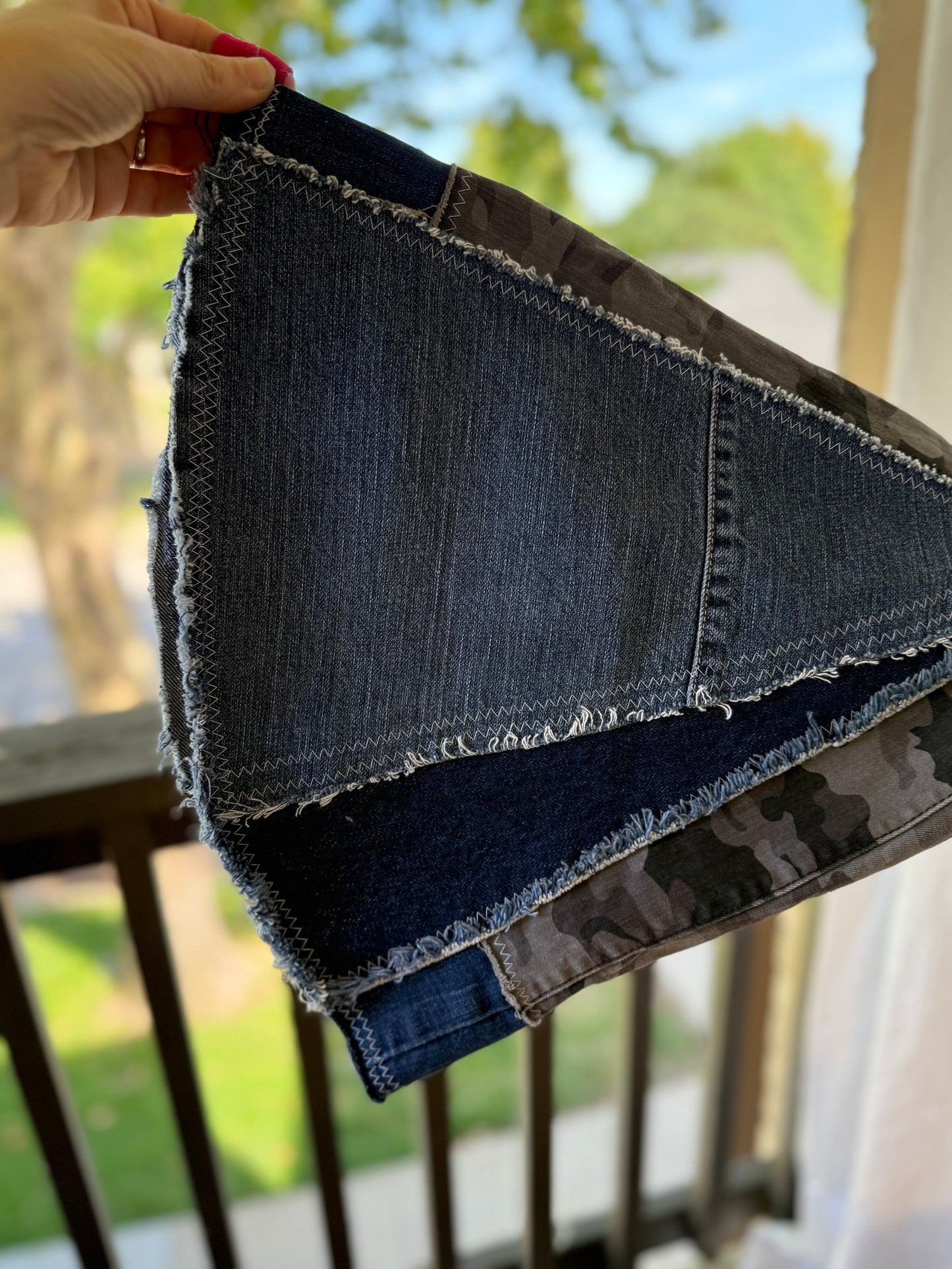 Camo Bell Bottom Jeans (size 4) – Denim Patchwork Flare