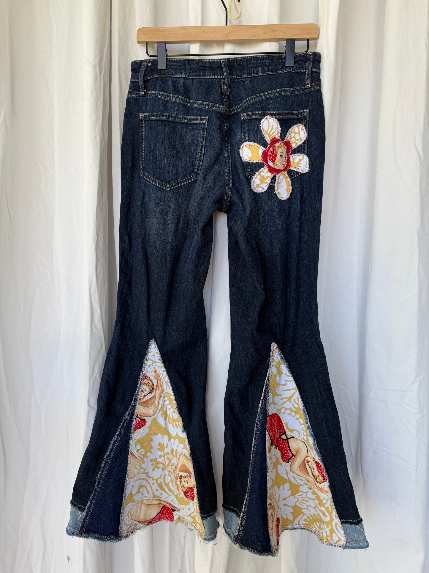 Retro Pin-Up Bell Bottom Jeans (size 2)