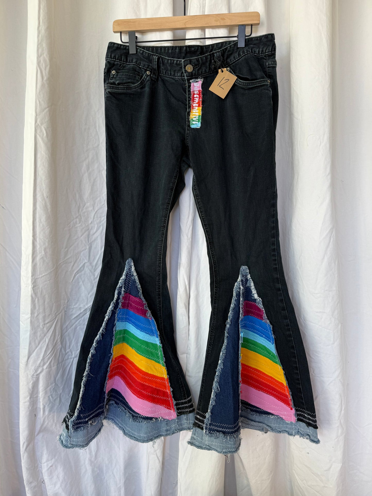 Rainbow Bell Bottom Jeans (size 12)ā Festival Ready Flare š