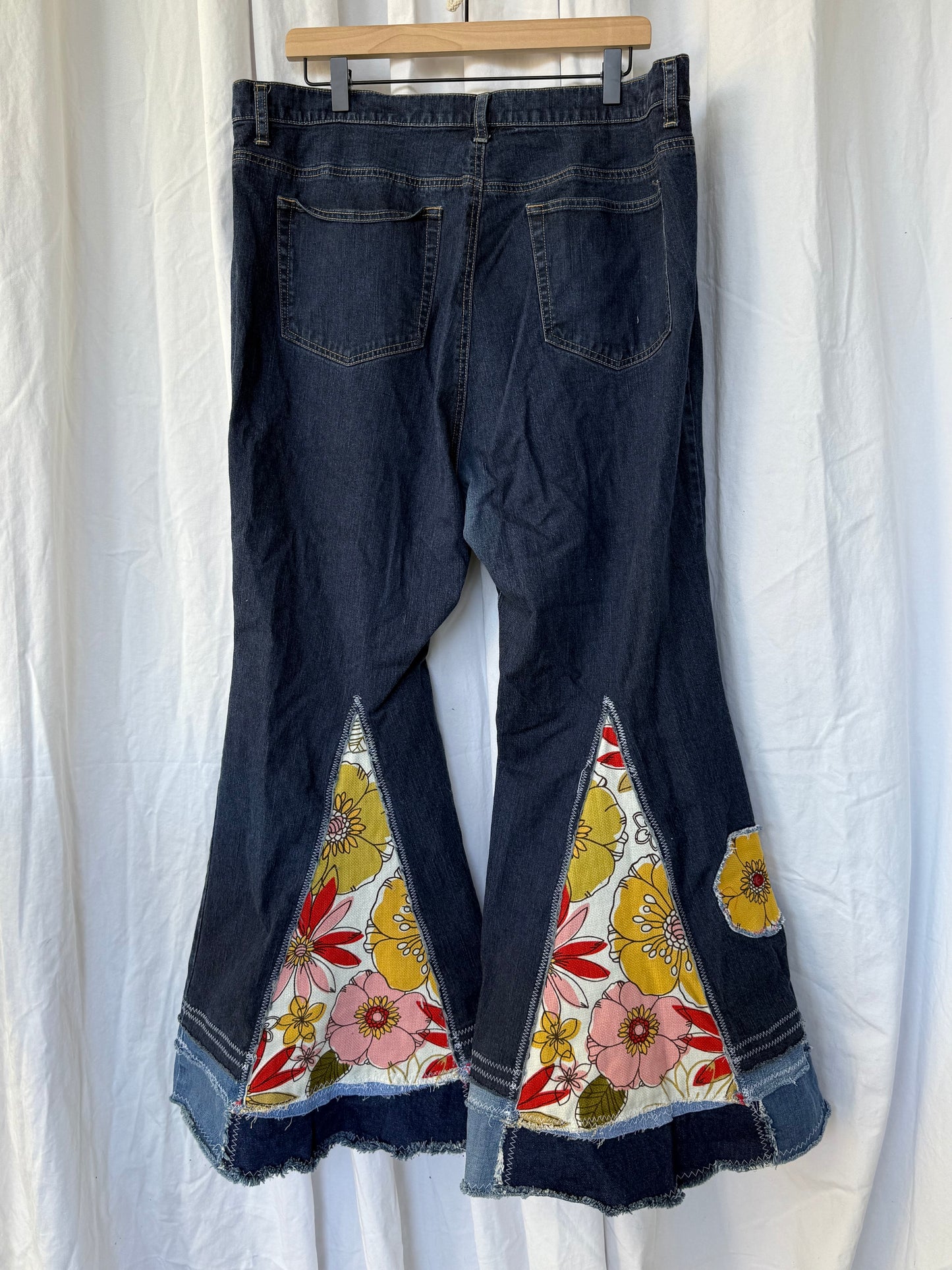 Floral Bell Bottom Jeans (size 20)– Retro Flower Power Flares