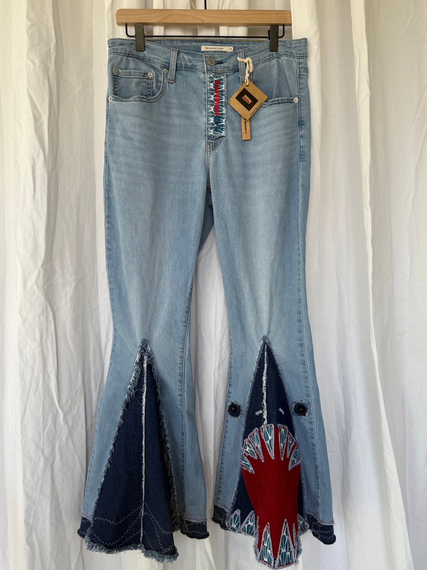 “Shark” Bell Bottom Jeans – Light Wash Denim