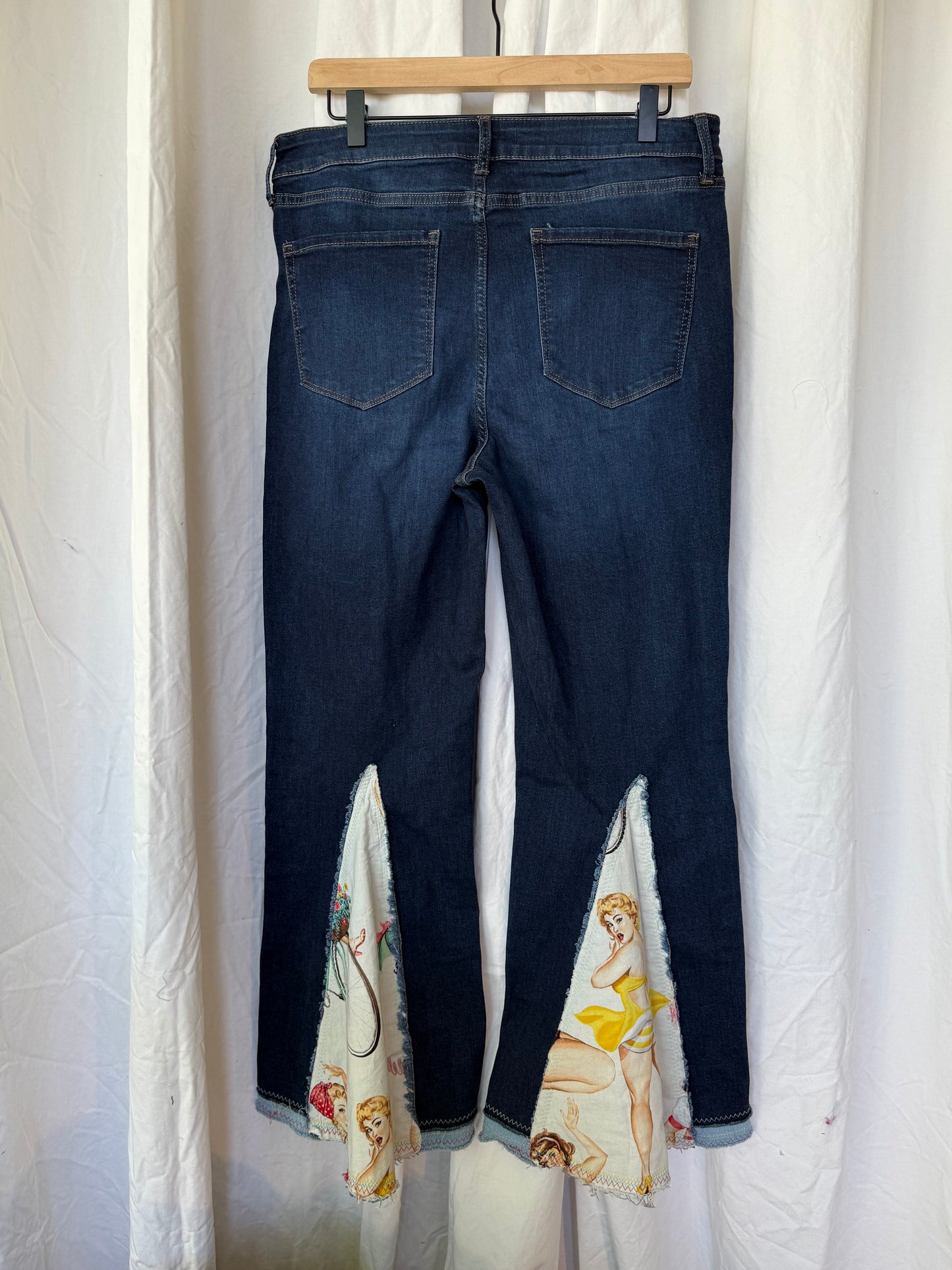 Vintage Pin-Up Bell Bottom Jeans – Upcycled (size 14)