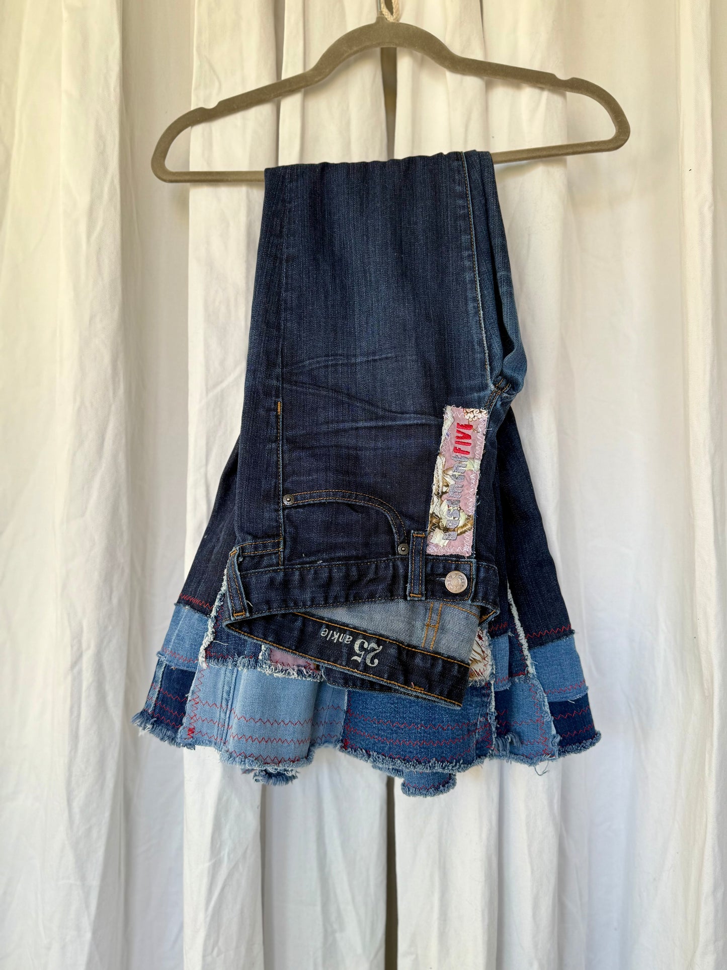 Retro Zombie Pin-Up Upcycled Bell Bottom Jeans ( size 1)