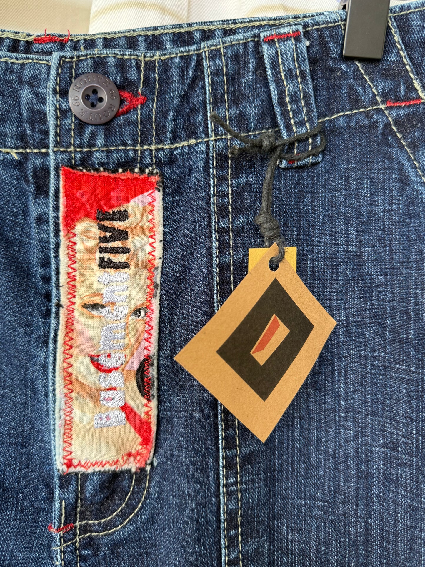 Retro Pin-Up Bell Bottom Jeans – Upcycled Statement Pants