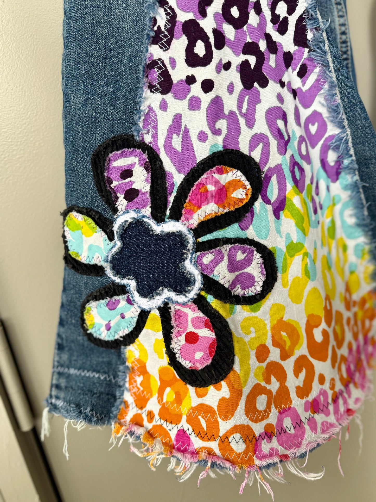 Rainbow Leopard Bell Bottom Jeans (Men’s 33x30)