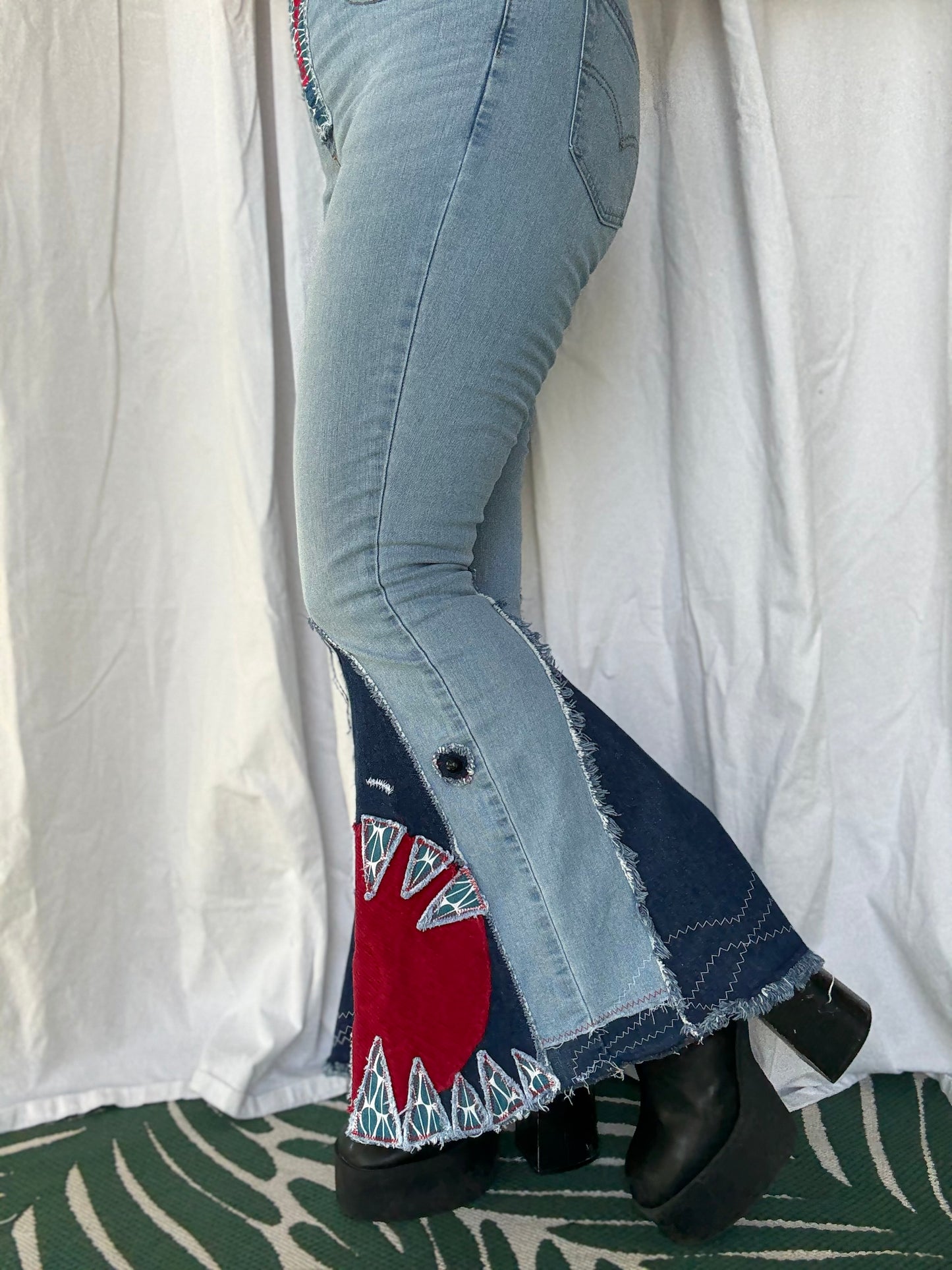 “Shark” Bell Bottom Jeans – Light Wash Denim