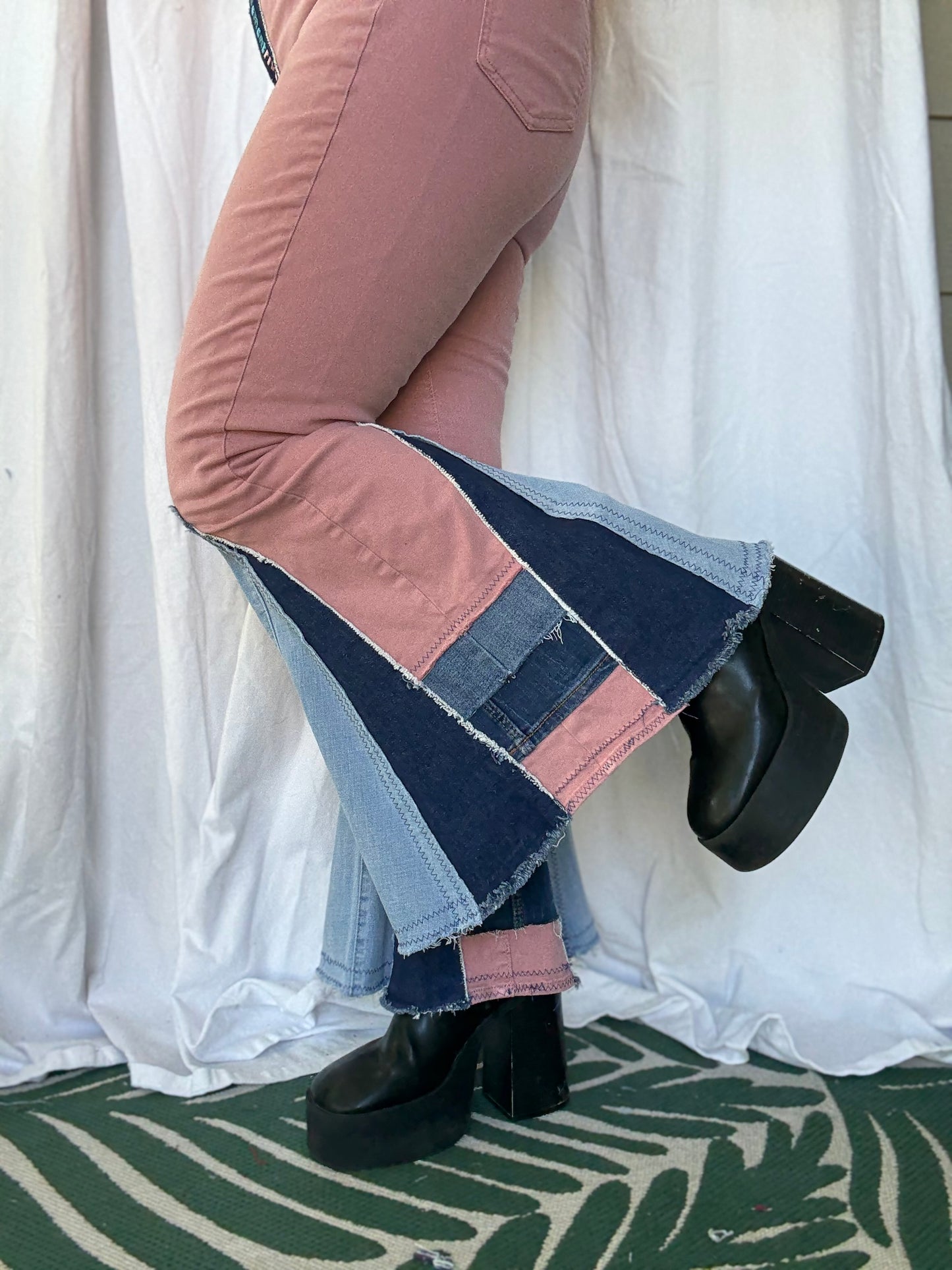 Pink Bell Bottom Jeans (size 12) – Patchwork Denim Flare