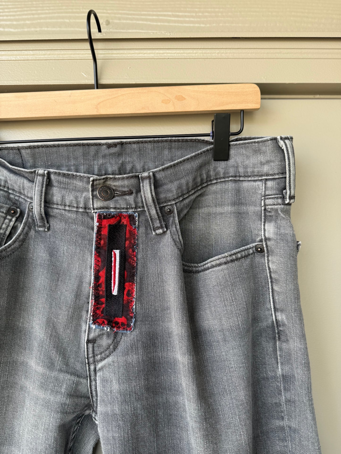 Punk Rock Skull upcycled Bell Bottoms (Levi’s 34x32)