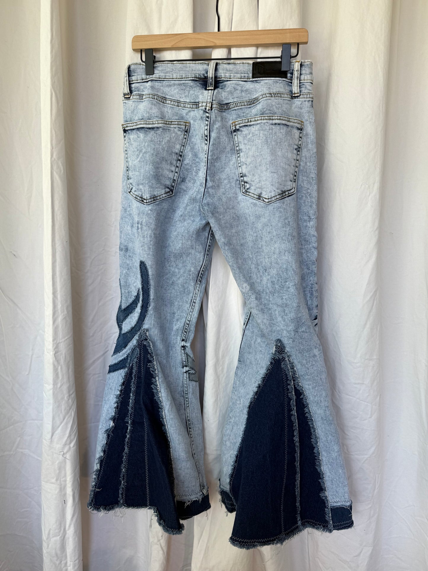 Western Boho Skull Appliqué Bell Bottoms (size 10)