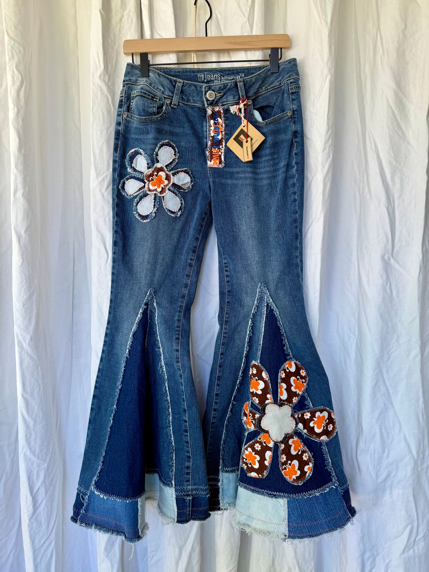 Retro Patchwork Flower Bell Bottoms