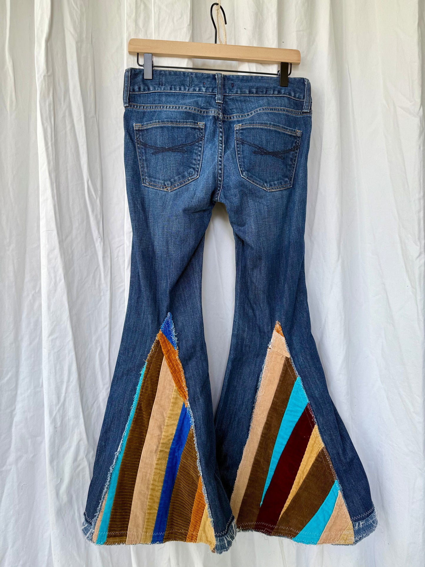 Patchwork Corduroy Bell Bottoms - Size 2 (26x29)