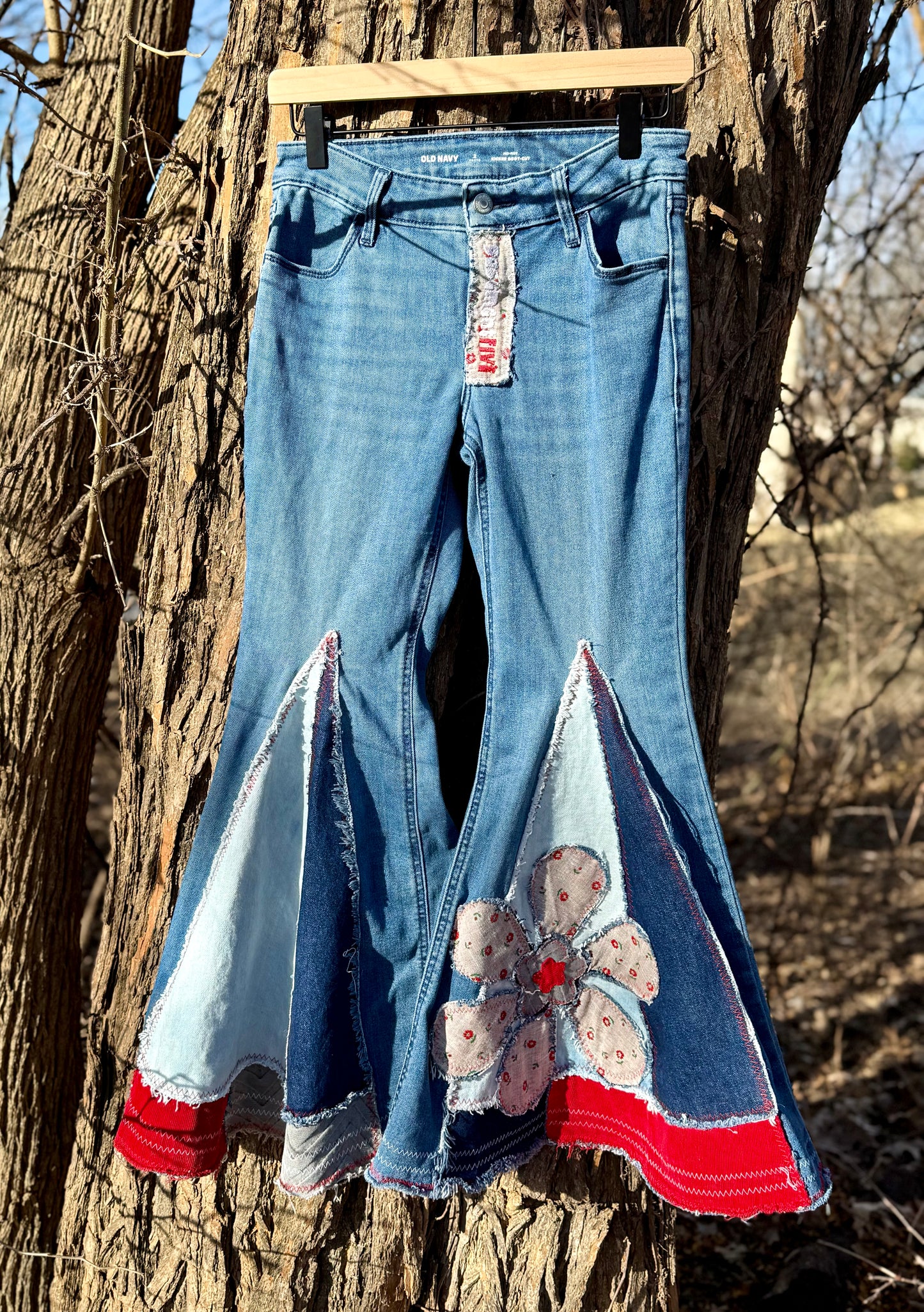 Americana Patchwork Flower Bell Bottoms (Size 2)