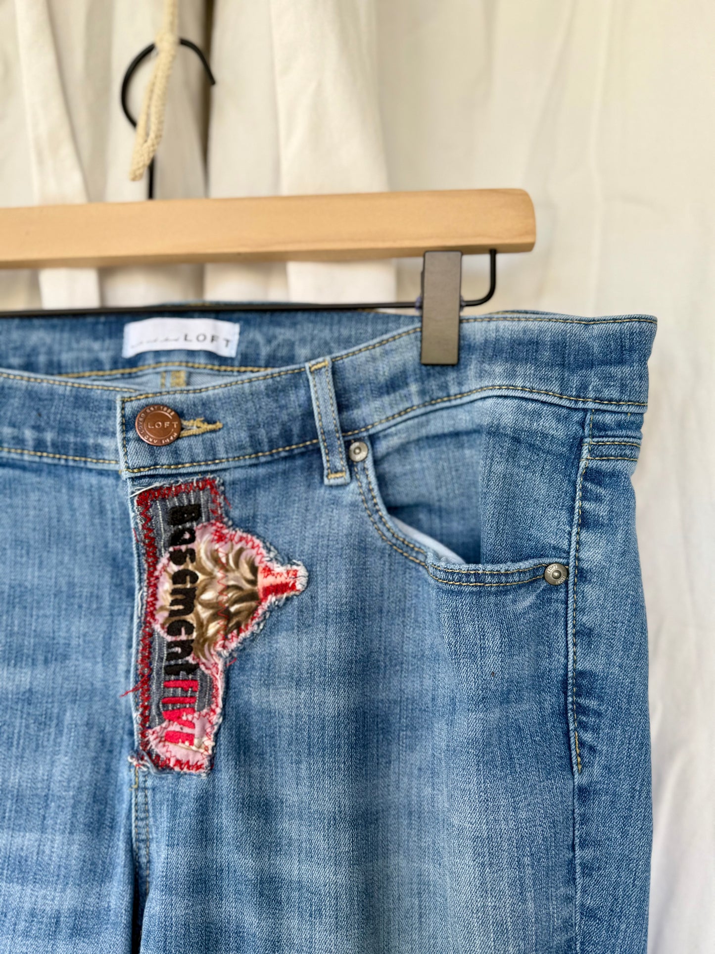 “Cleaning lady” Pin-Up Zombie Bell Bottom Jeans – Retro Rocker Flare (size 12)