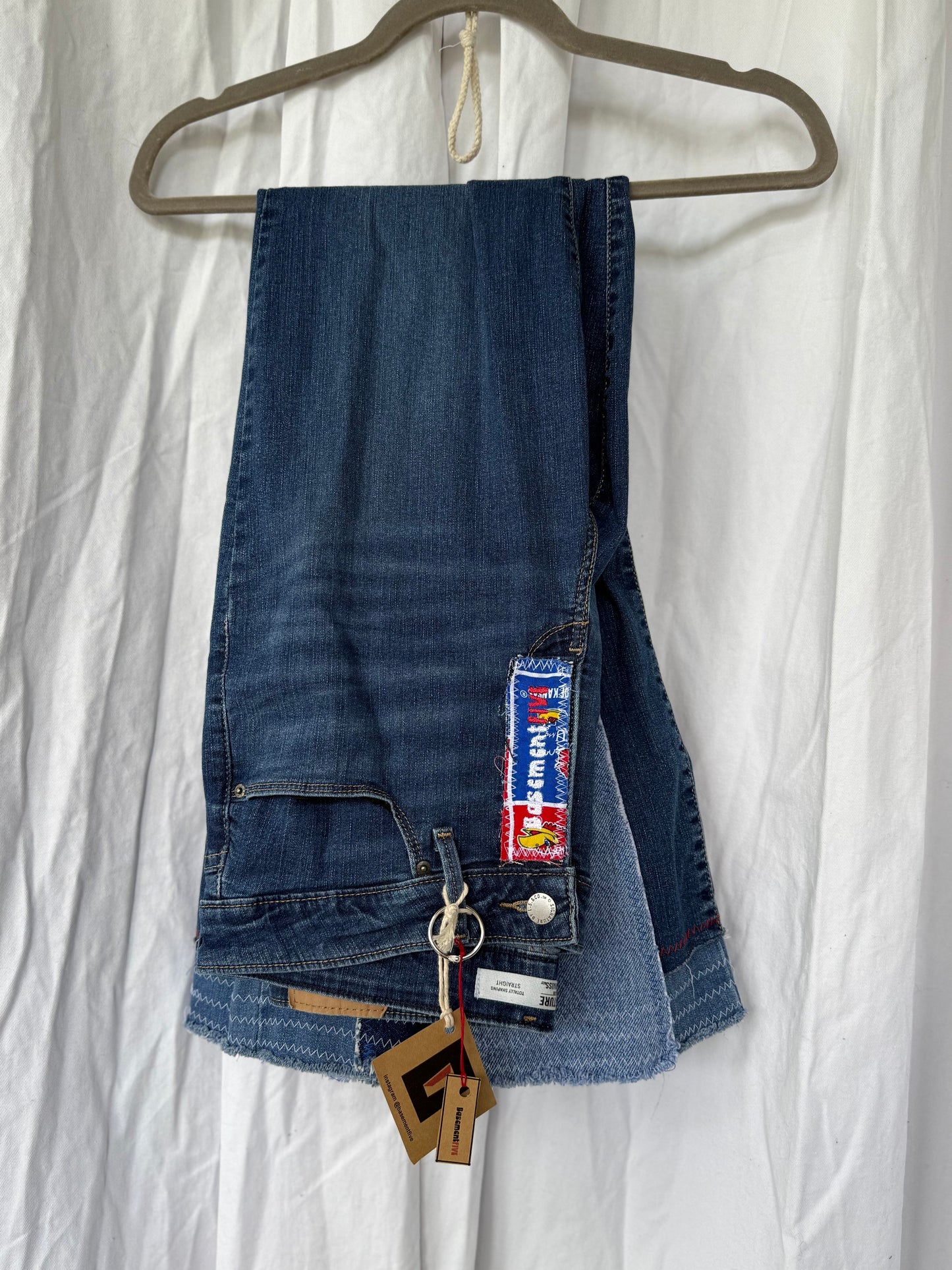 KU Jayhawks Bell Bottom Jeans (size 8) – Upcycled Retro Flare