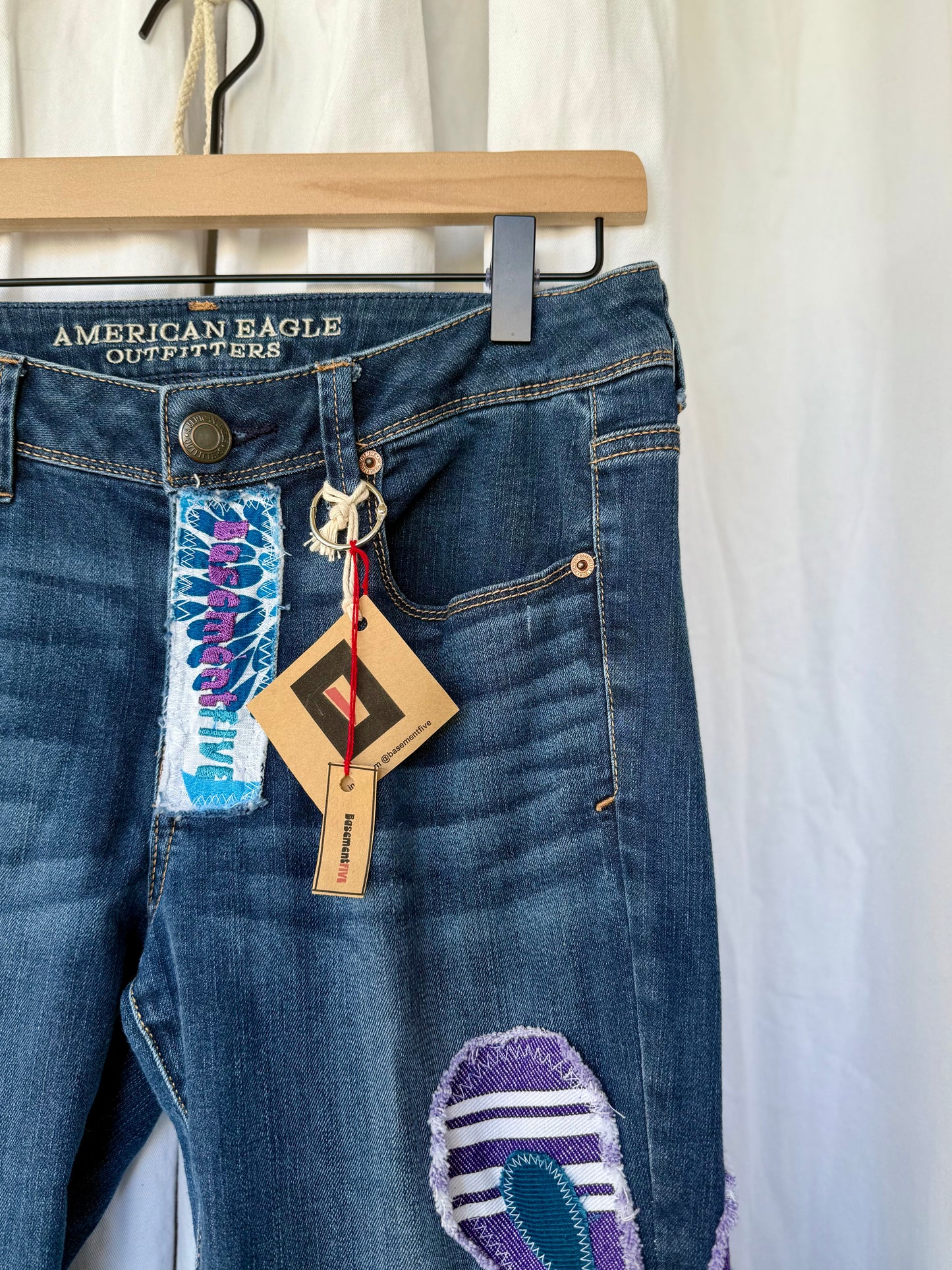 Blue Floral & Striped Retro Patchwork (size 8)