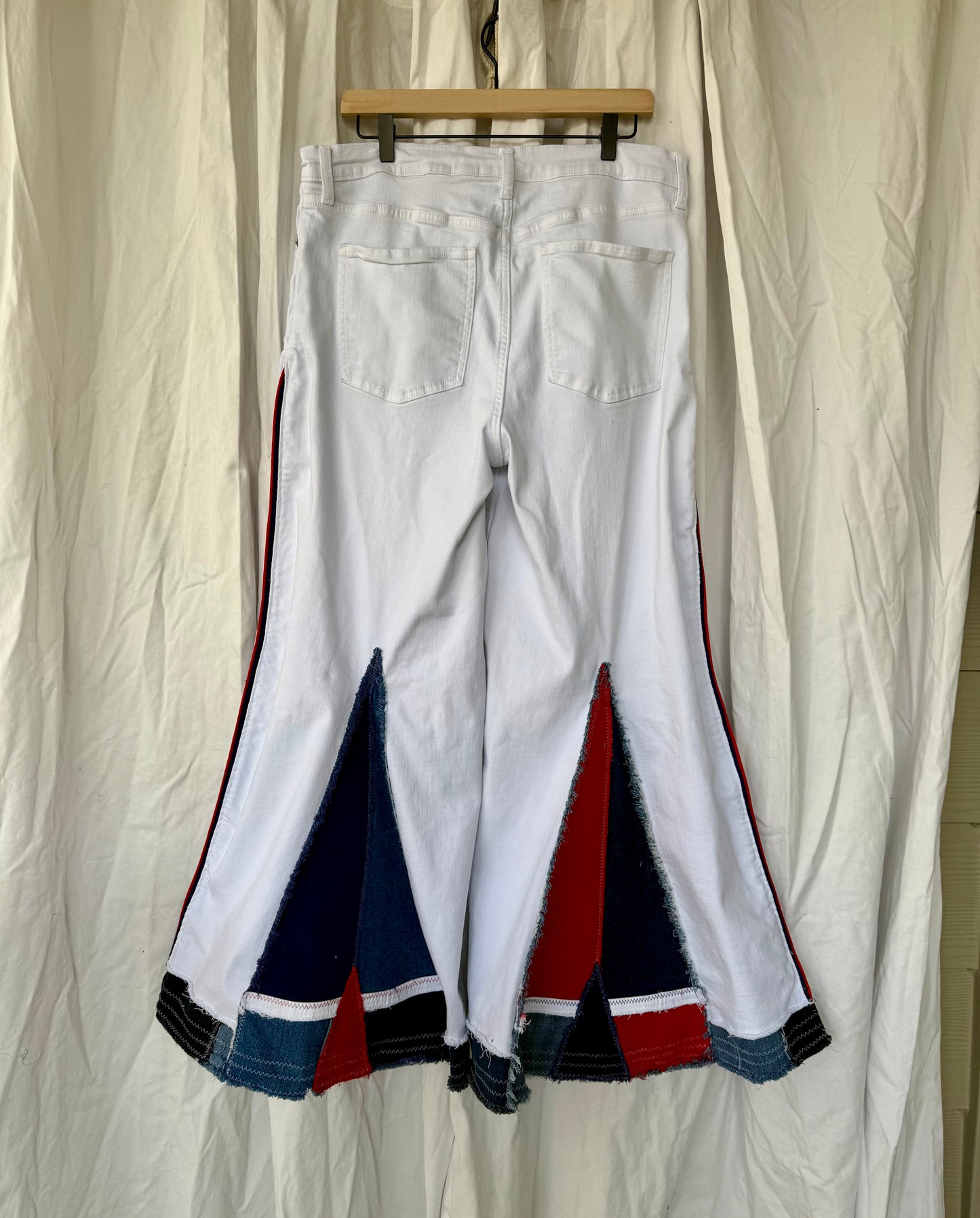 Upcycled “Wildcat Pride” Bell Bottom Jeans (size 16)