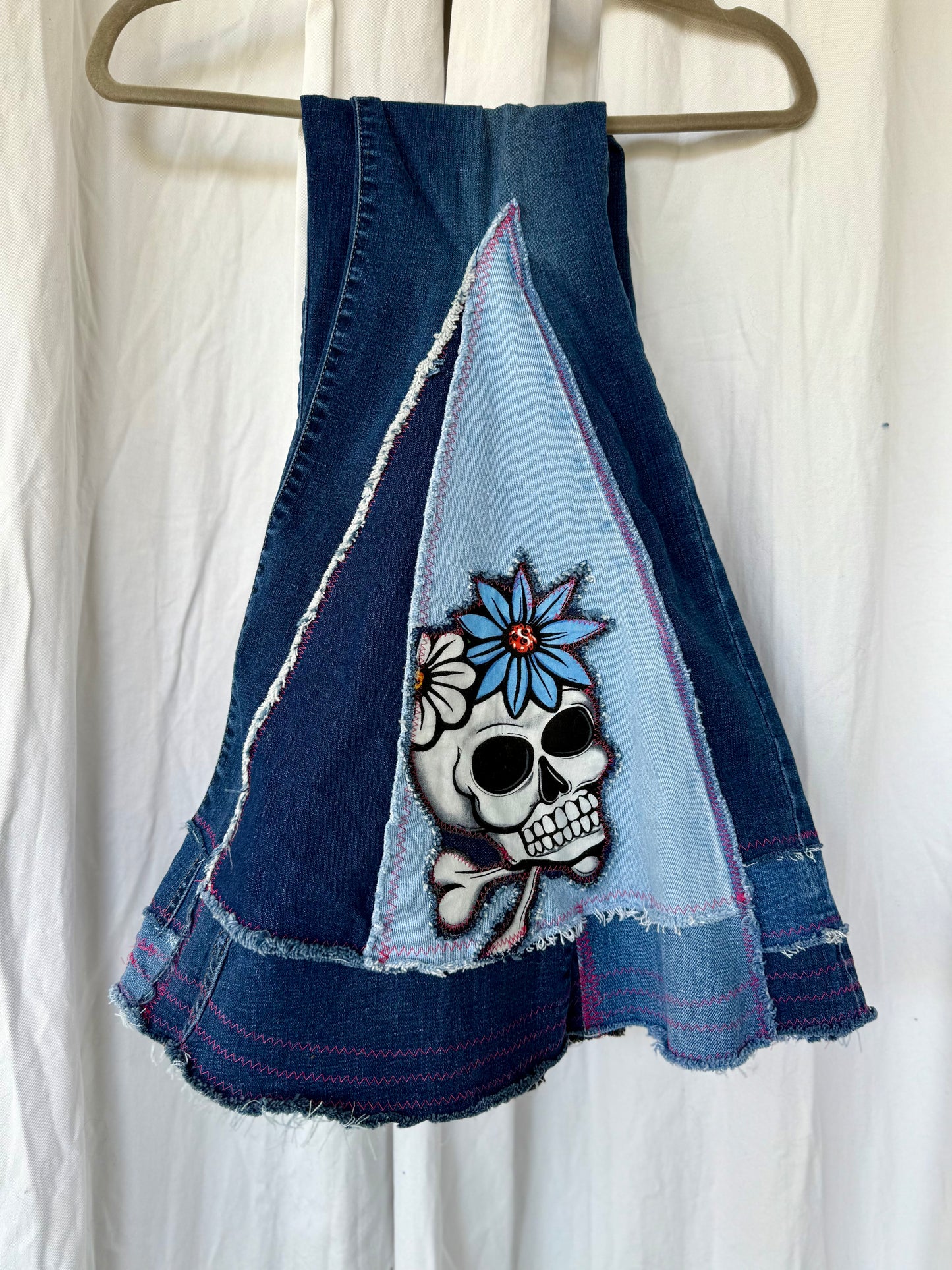 Sugar Skull Star Bell Bottom Jeans (size 8)