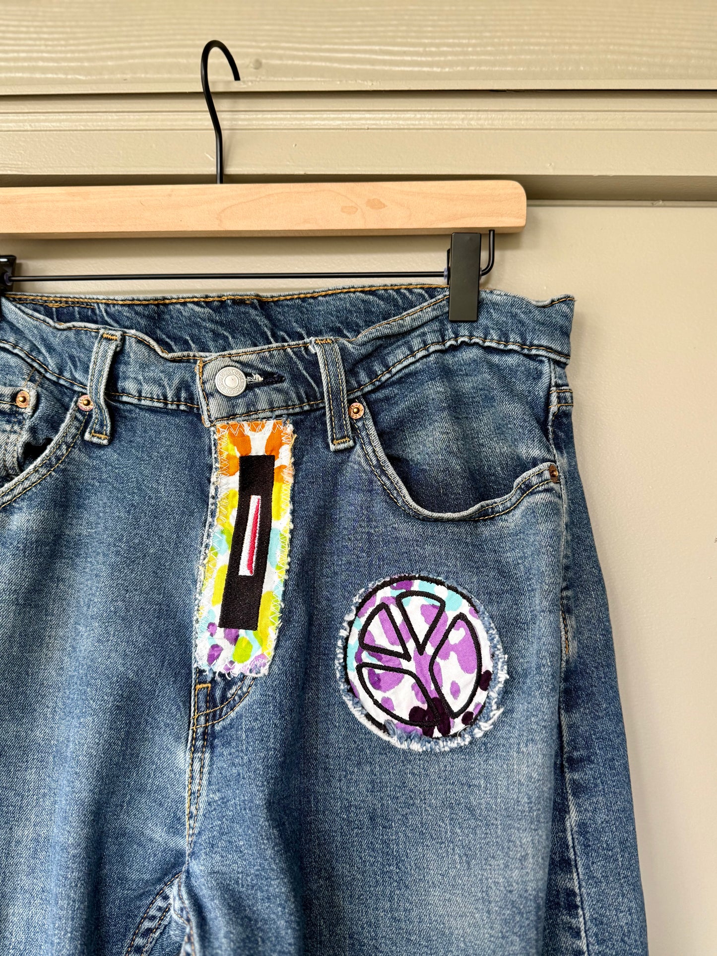 Rainbow Leopard Bell Bottom Jeans (Men’s 33x30)