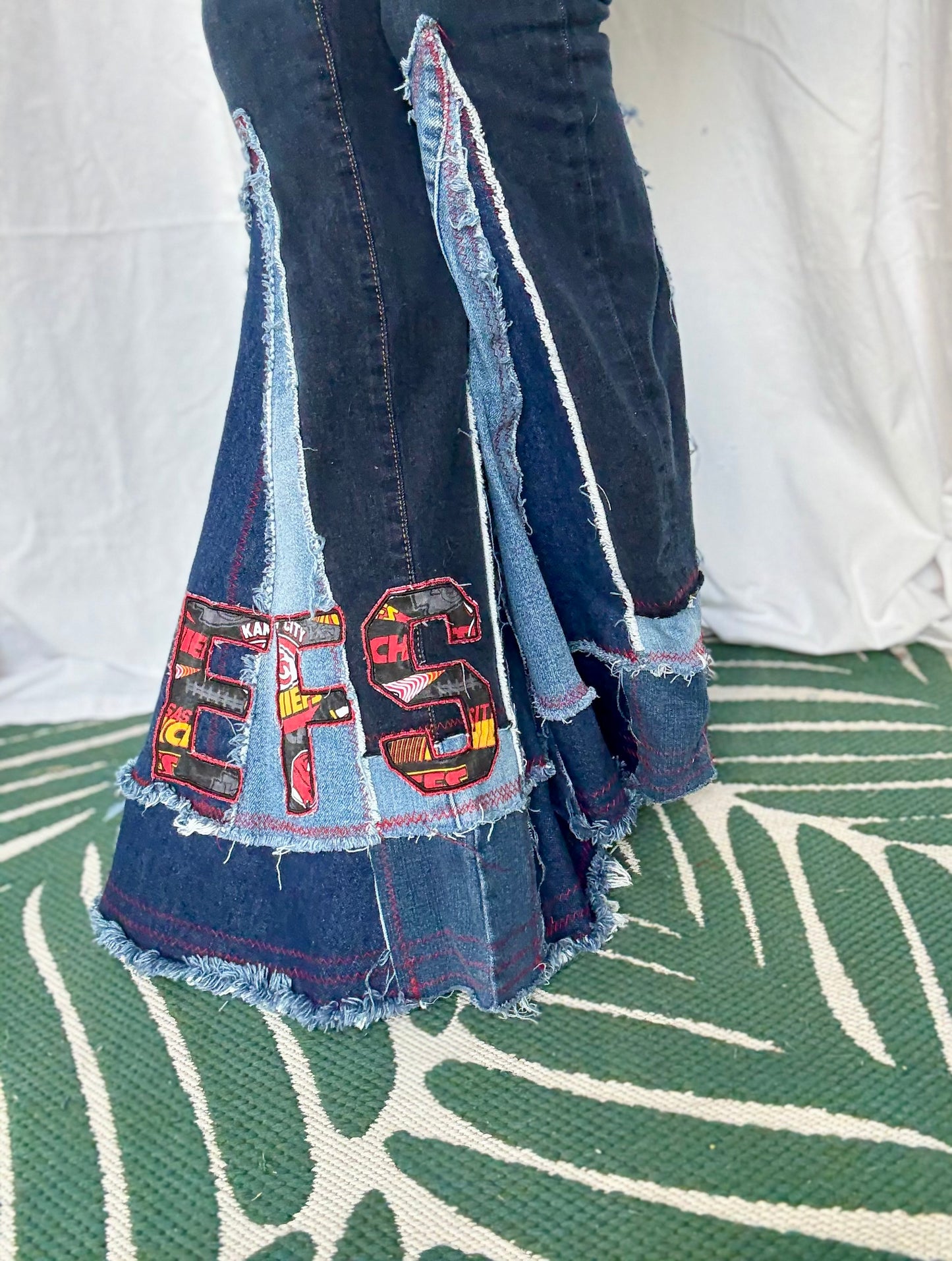 Kansas City Chiefs Bell Bottom Jeans (size 2) – Game Day Statement Pants