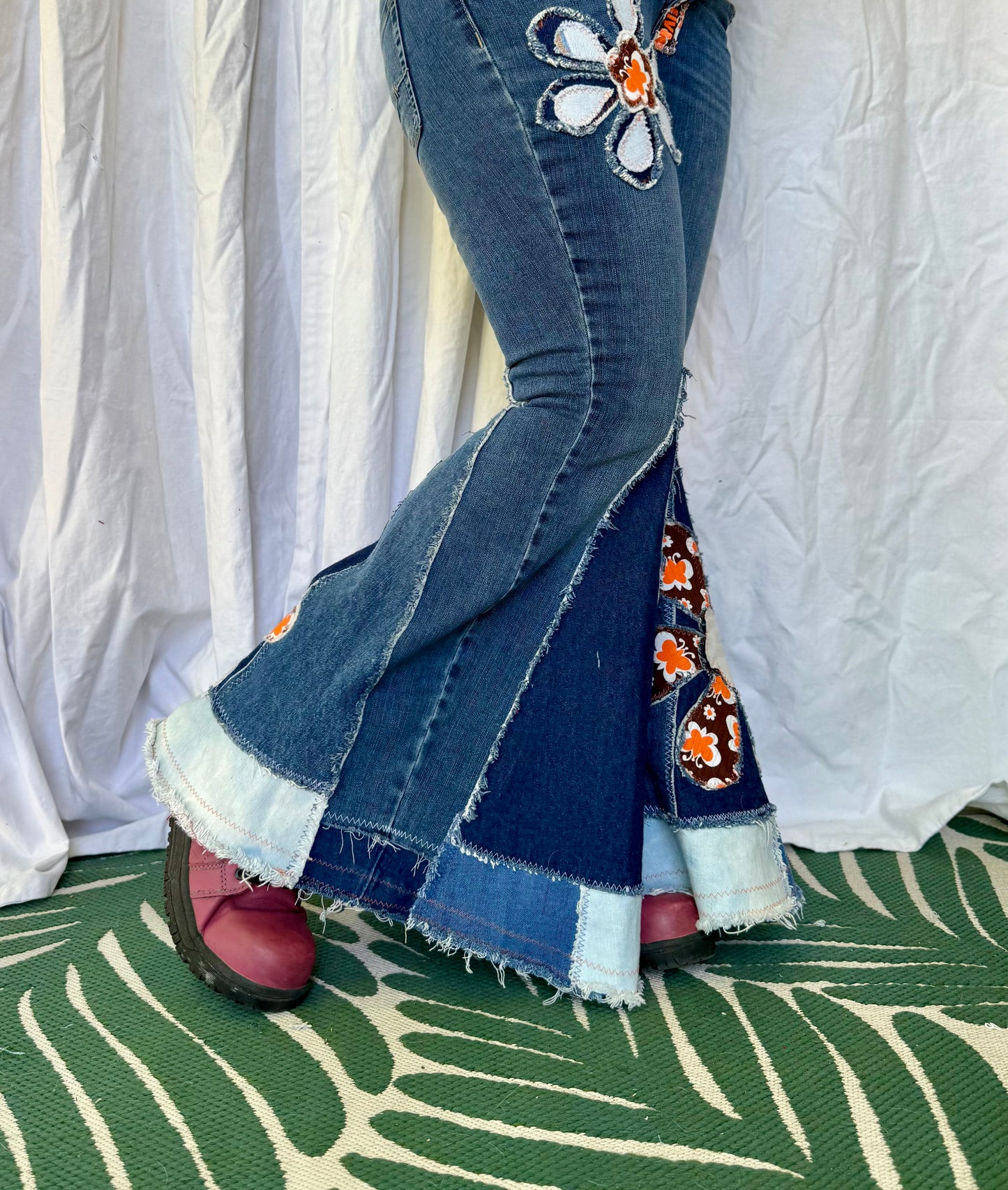 Retro Patchwork Flower Bell Bottoms