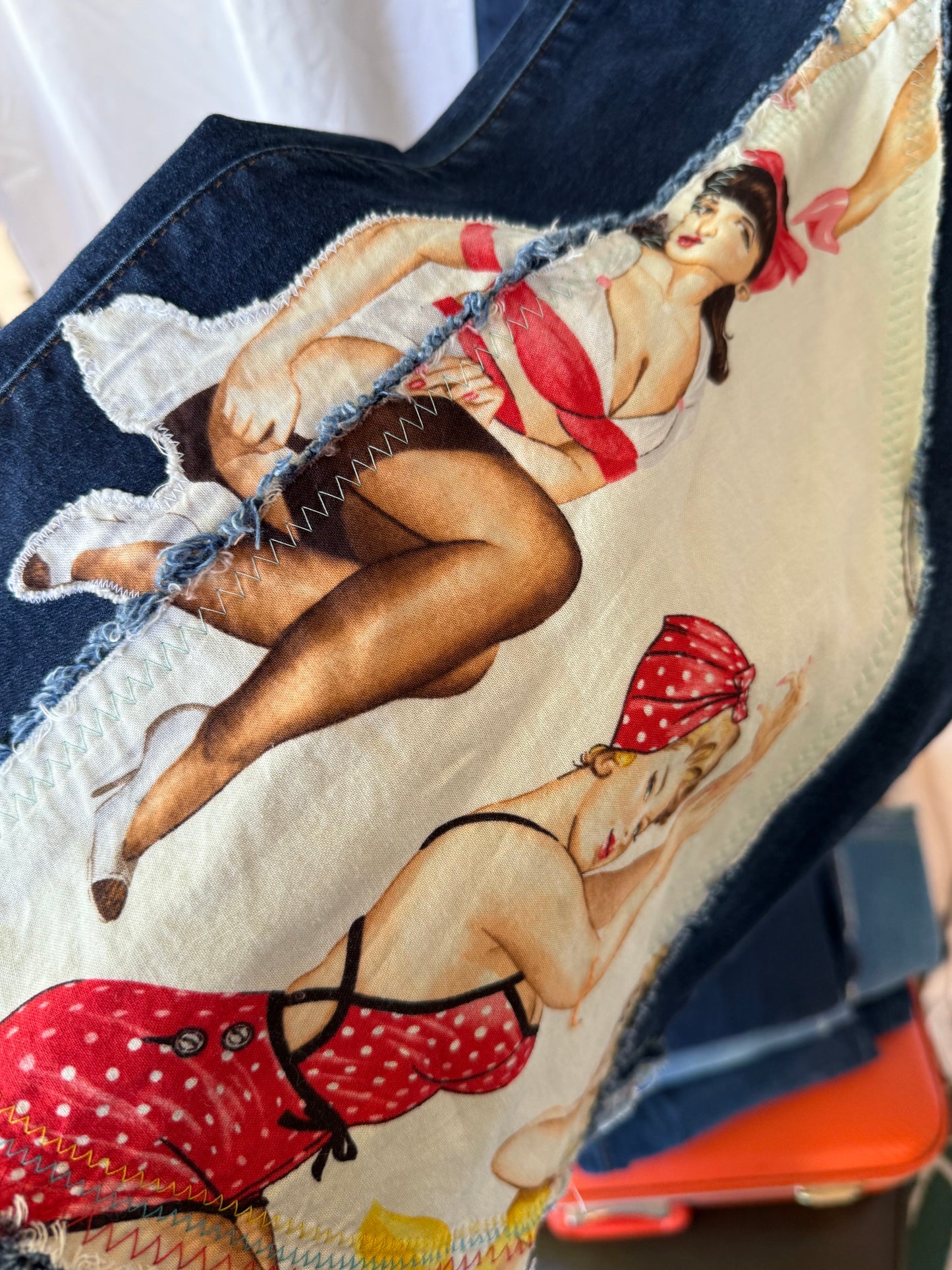 Vintage Pin-Up Bell Bottom Jeans – Upcycled (size 14)