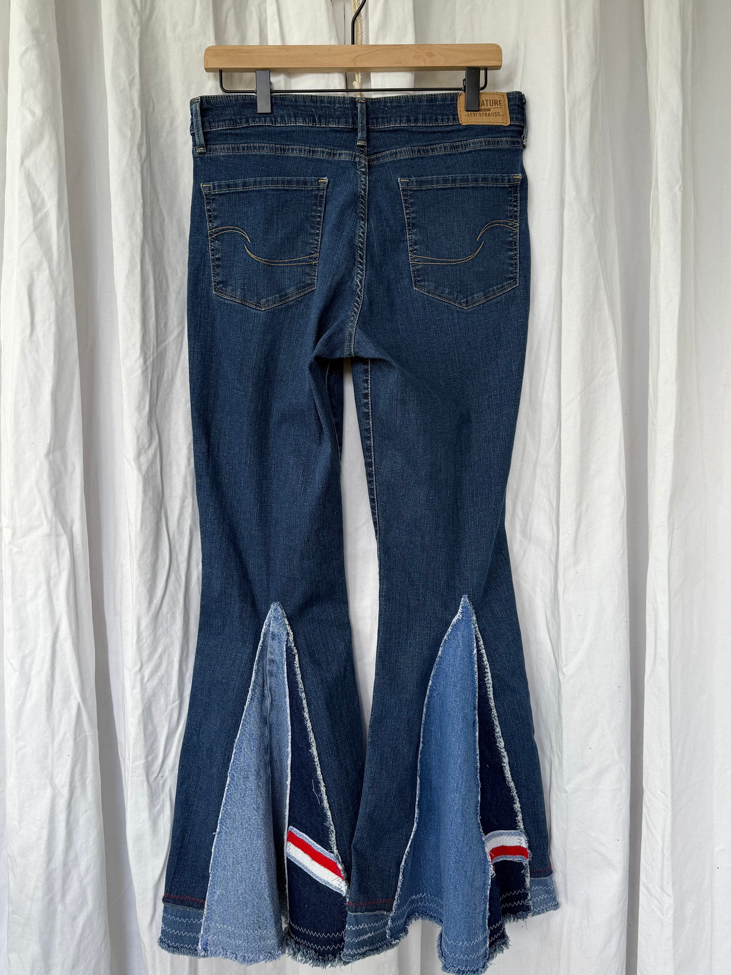 KU Jayhawks Bell Bottom Jeans (size 8) – Upcycled Retro Flare