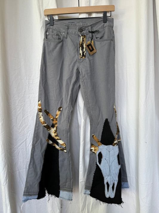 Western Boho Bell Bottom Jeans (size 0) – Skull & Antler Design
